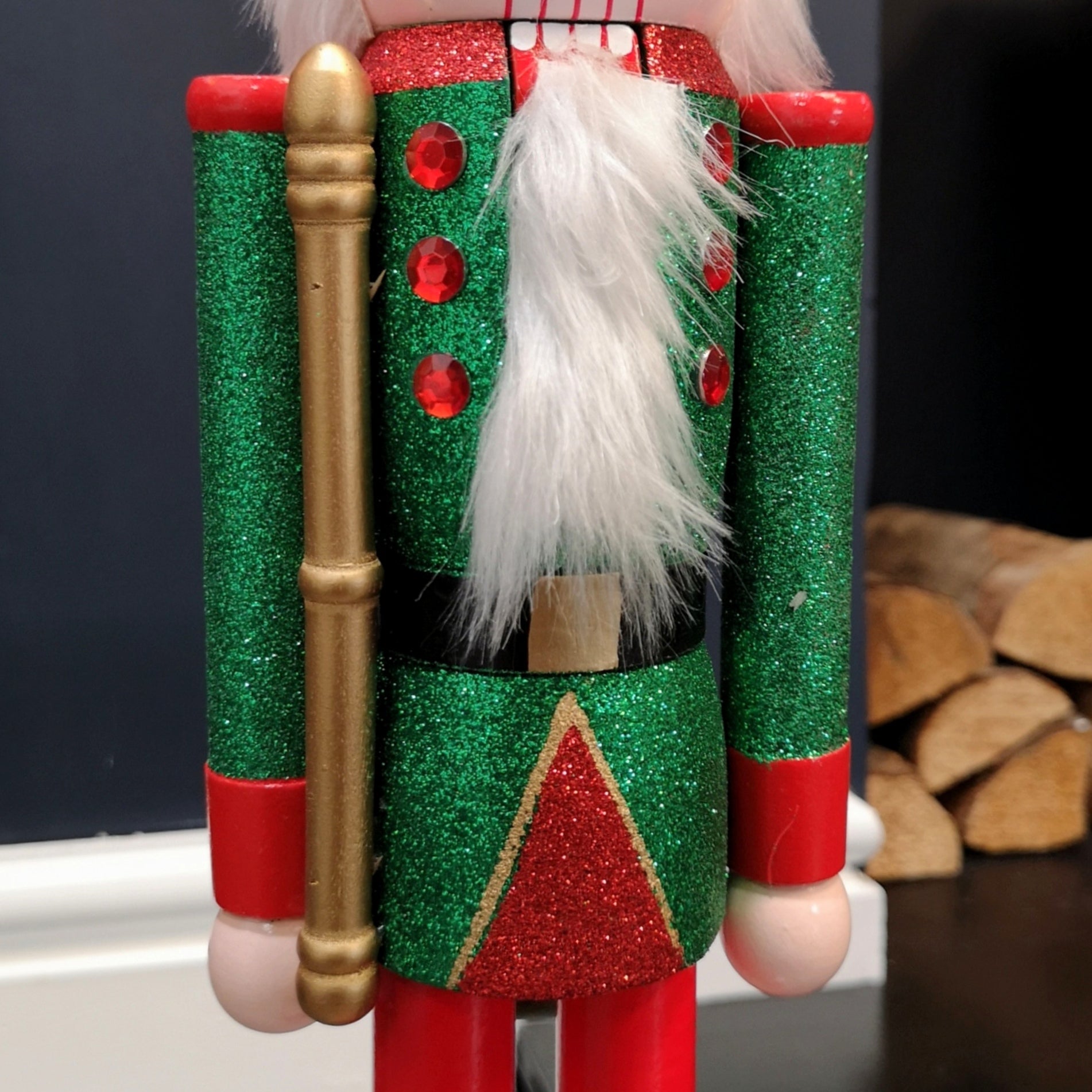 50cm Indoor Traditional Wooden Christmas Nutcracker Decoration in Green