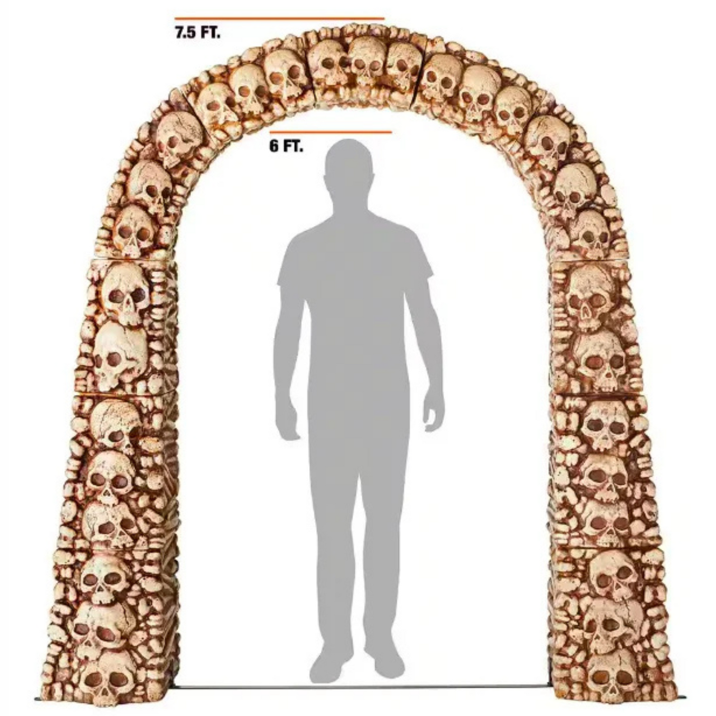 Home Accents 7.5ft Tall Skull and Bones Halloween Entrance Archway Decoration