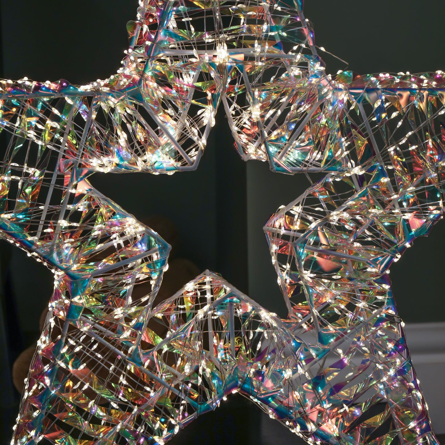 60cm Light up Iridescent Shimmer Christmas Star with 1440 Warm White LEDs