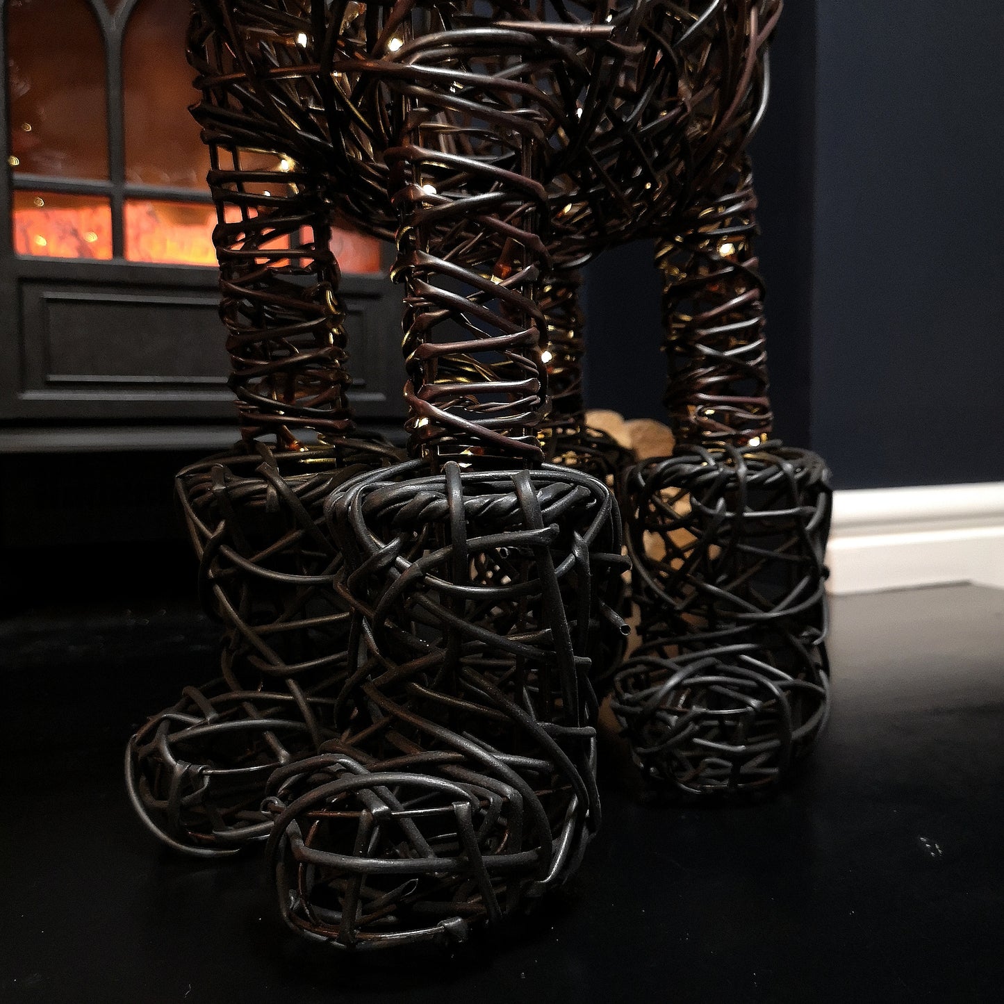 65cm Battery Operated Rattan Woven Rudolph Reindeer with Warm White LEDs