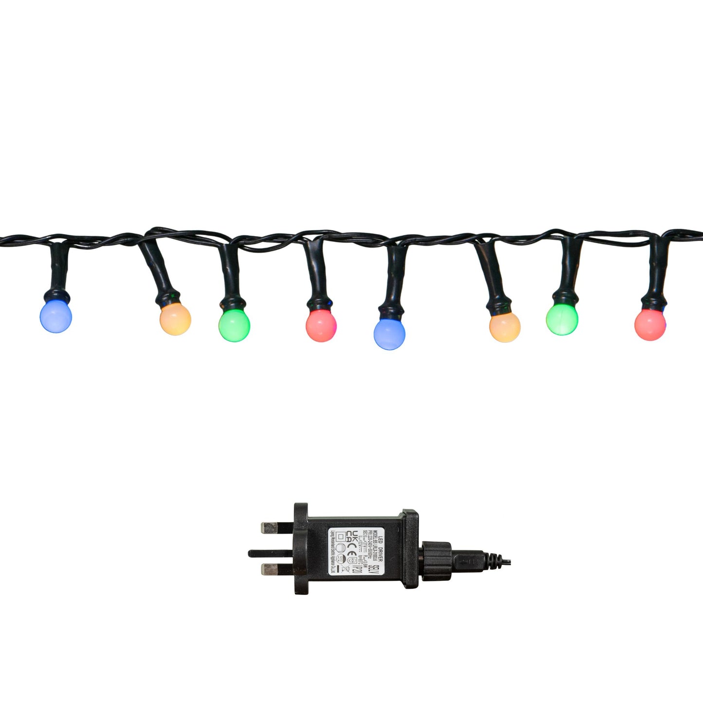7.5m 300 LED Multi-Action Christmas Frosted Cap Berry String Lights with Timer in Multi-Coloured