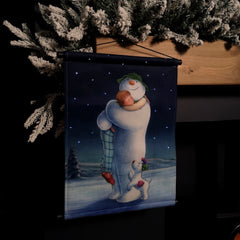 Battery Operated 45cm x 37cm Light up The Snowman and Billy Hugging Scene Hanging Christmas Wall Art