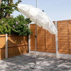 2m Lightweight Garden Patio Sun Shade Parasol with Tilt Function in Cream