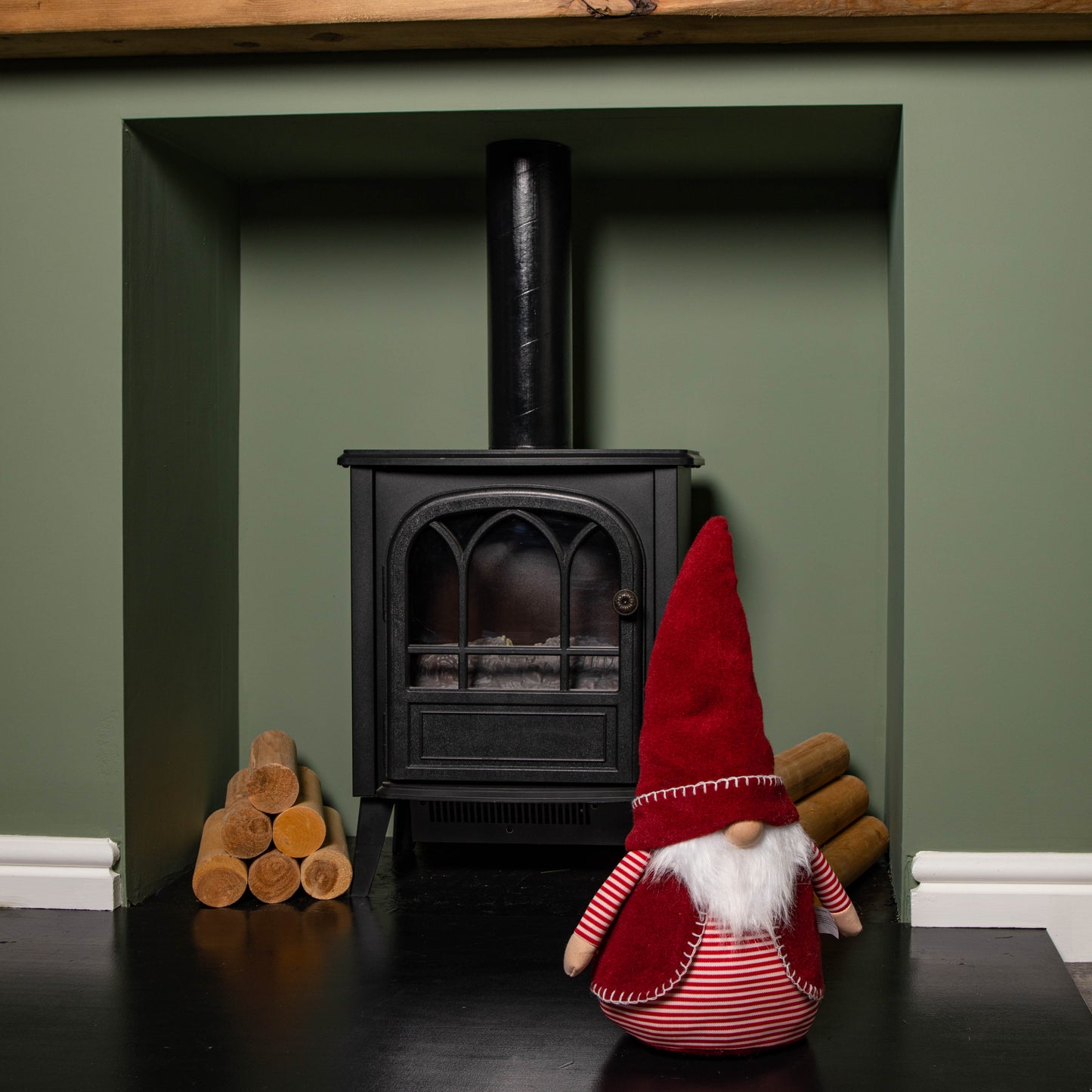 45cm Red and White Stripe Sitting Christmas Gonk Decoration