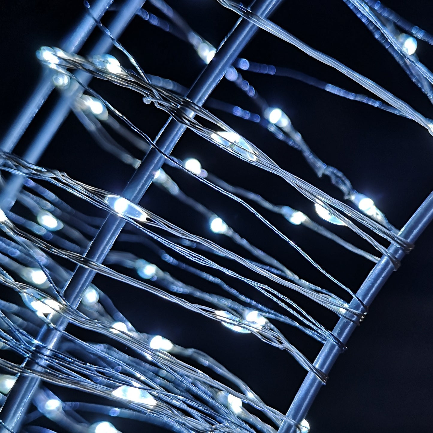 45cm Light up Silver Hanging Christmas Beaded Wreath with 600 White LEDs