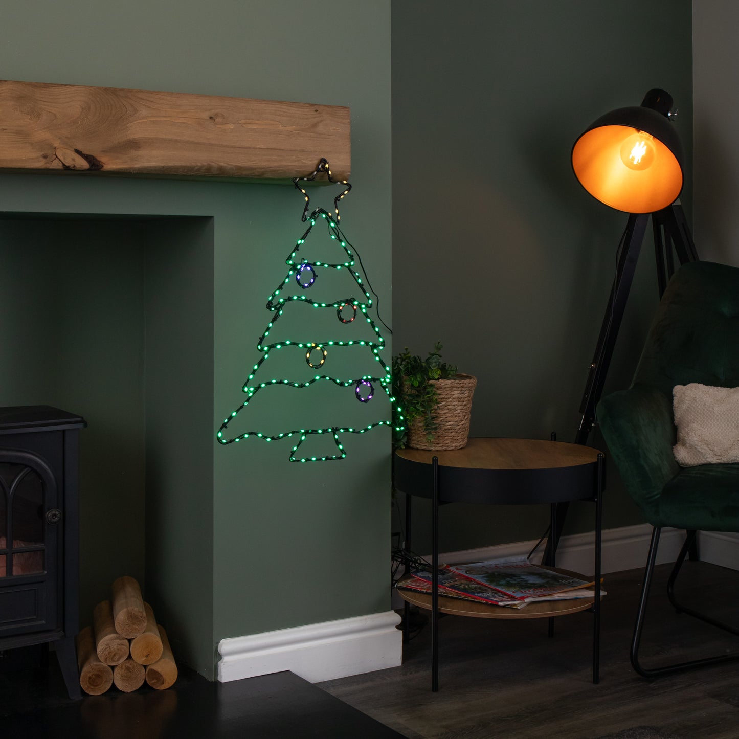 60cm x 46cm Light up FlexiBrights Christmas Tree Silhouette with 164 Multi-Coloured LEDs