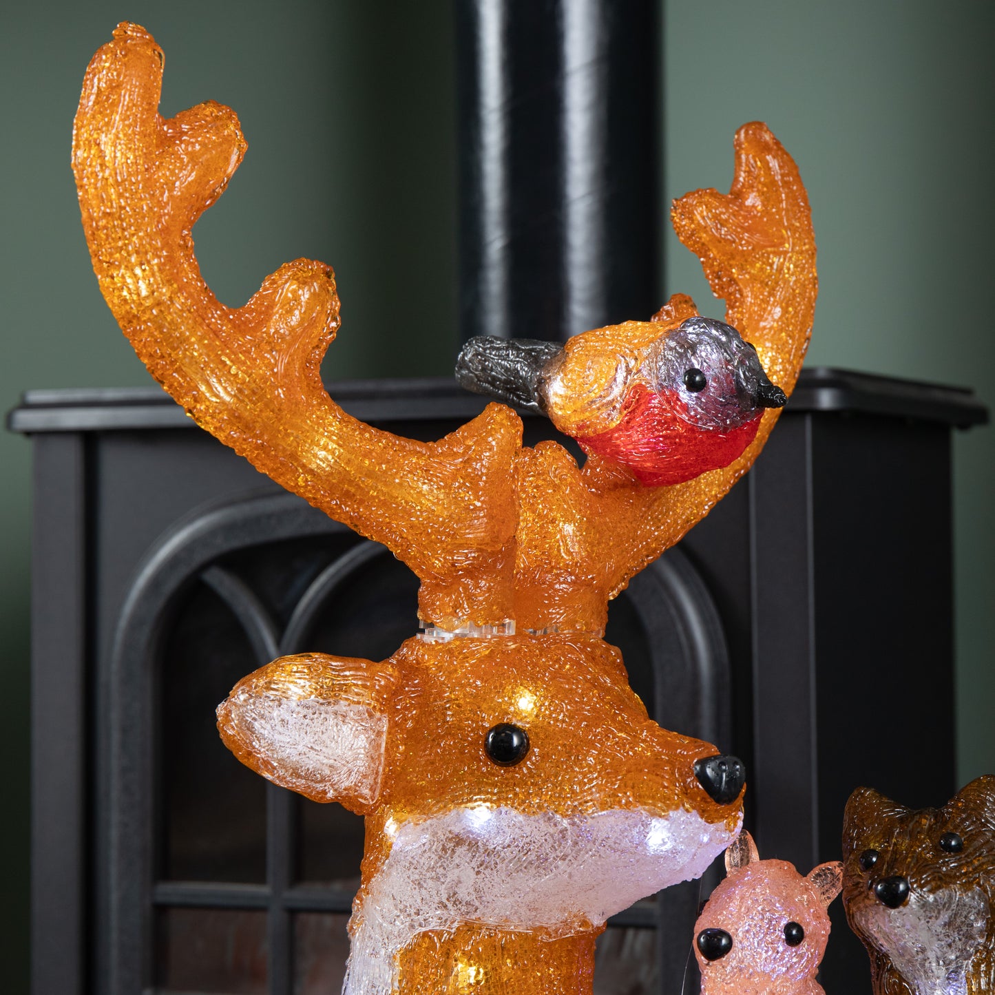 60cm Light up Acrylic Standing Christmas Deer with Animals and 80 Warm White LEDs