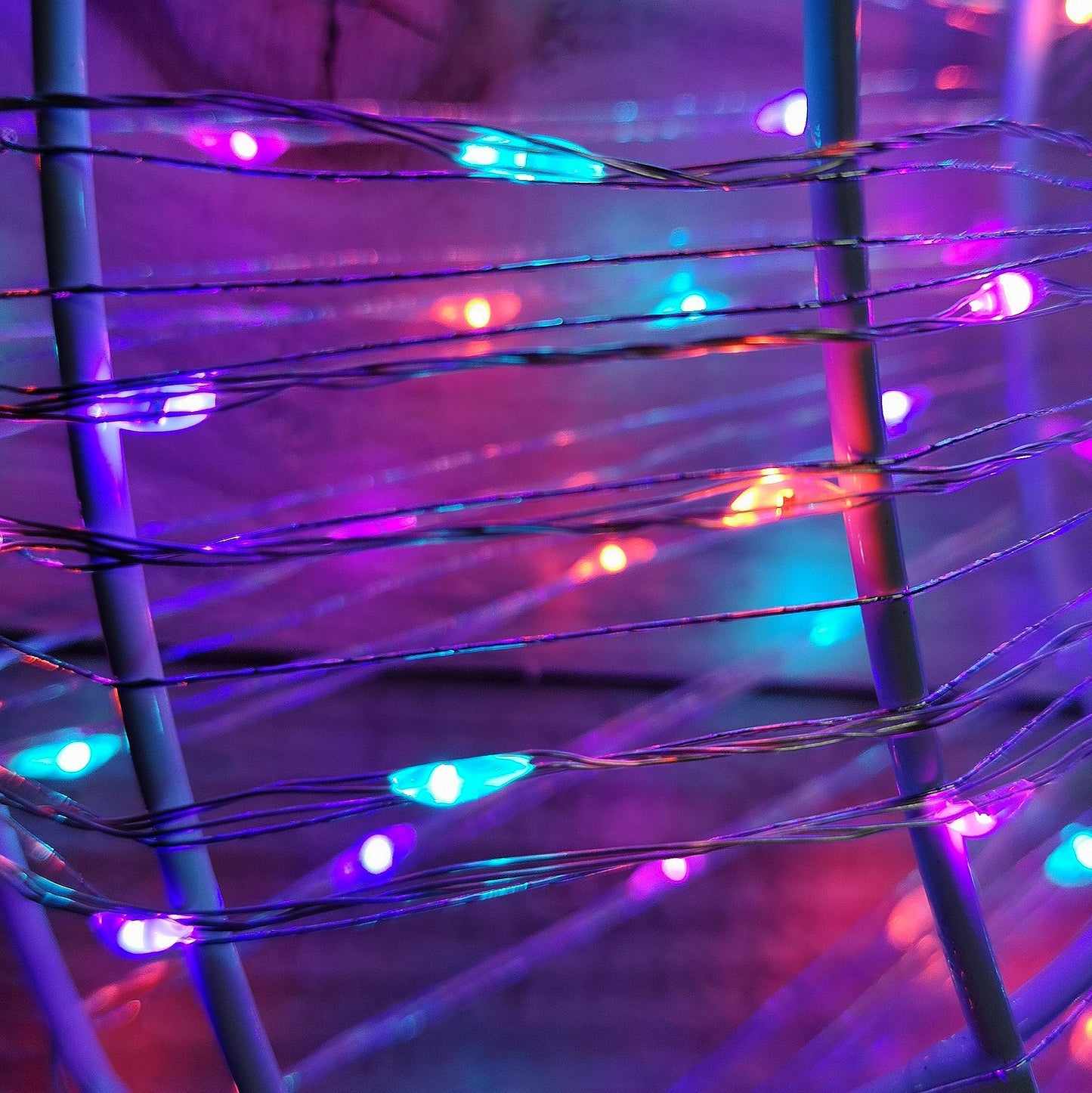 White Wreath With Rainbow LEDs 600 Bulb 45cm