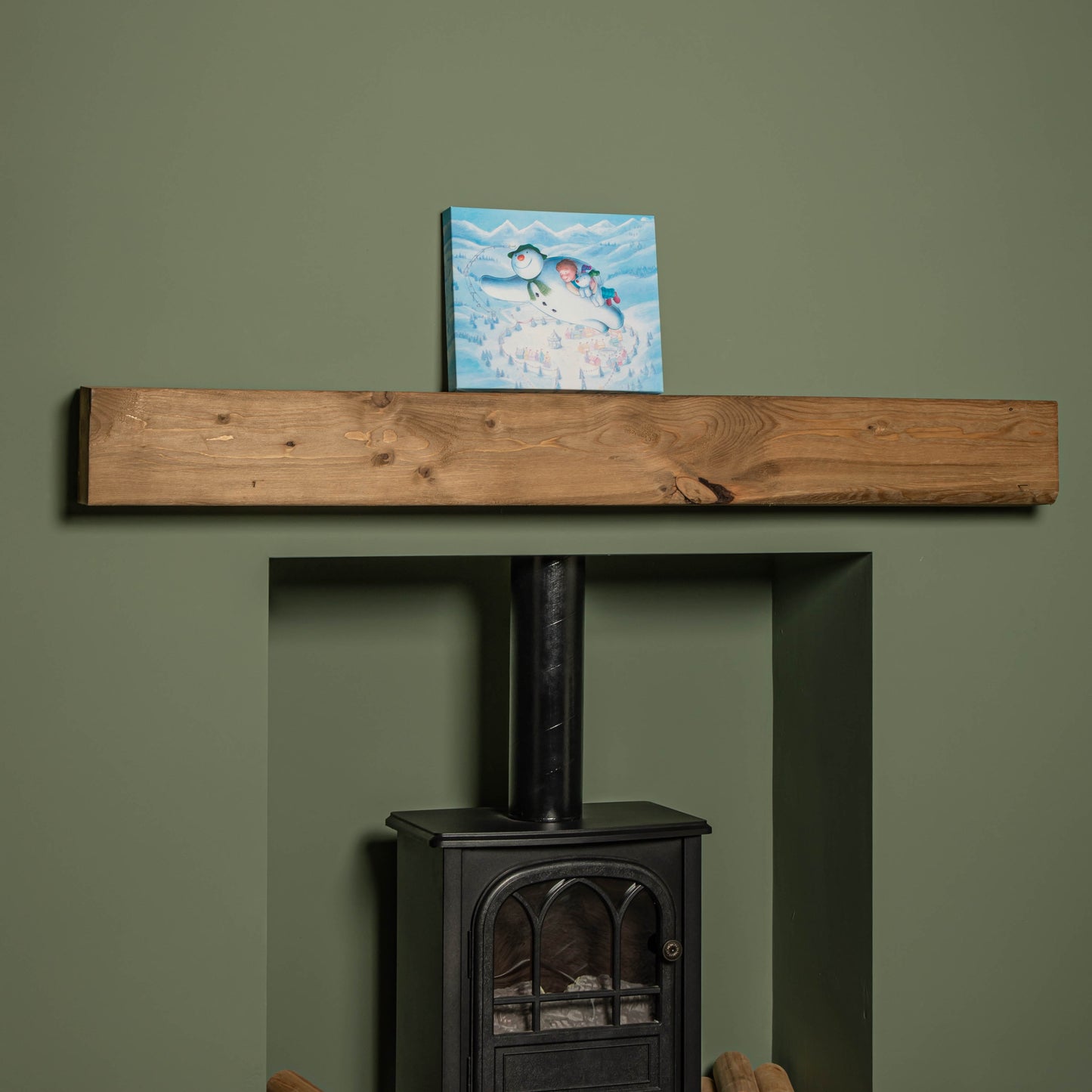 Battery Operated 25x30cm Colour Change LED Snowman Billy & Snowdog Flying Canvas Wall Art