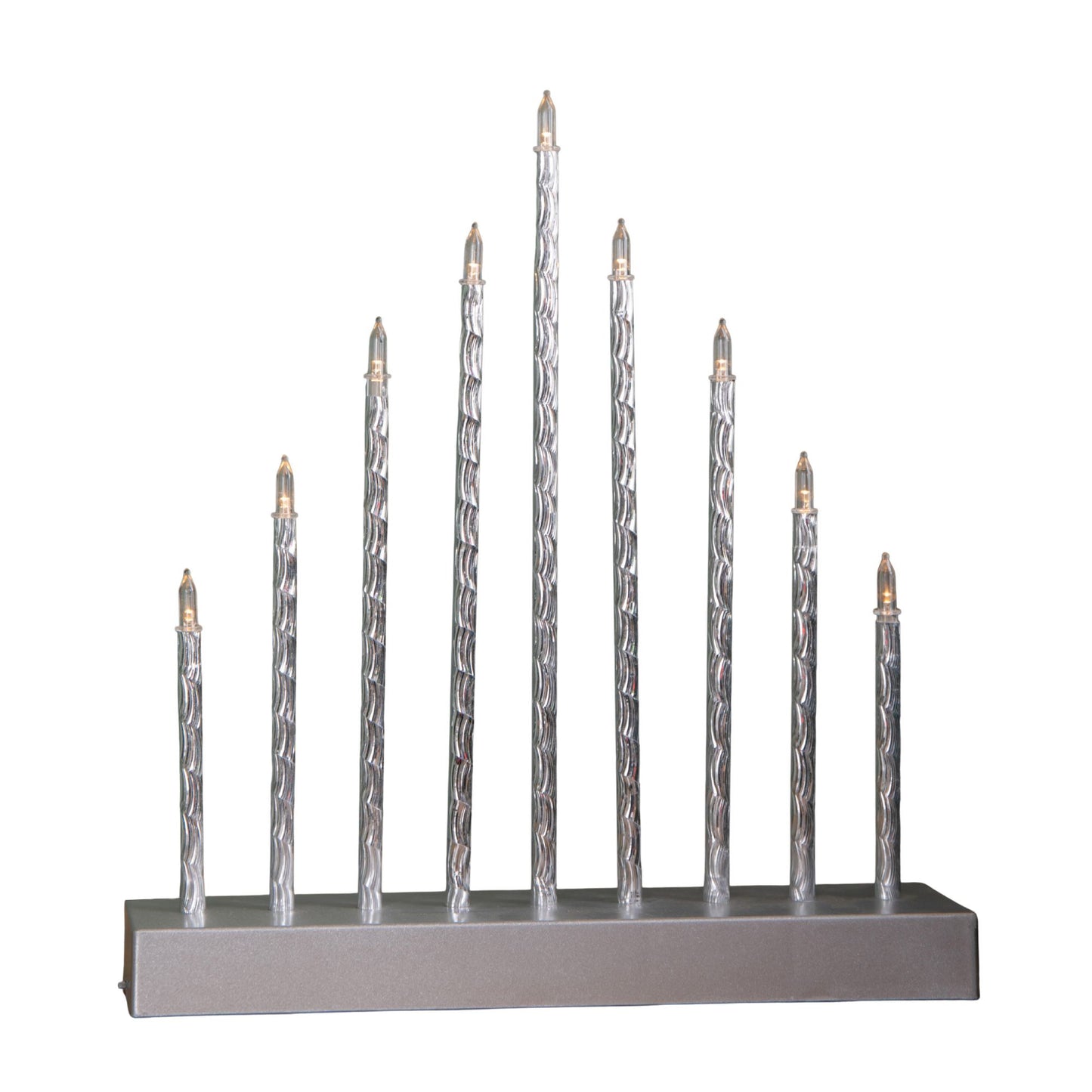 26cm Battery Operated Silver Light up Christmas Candle Bridge with 9 Warm White LEDs