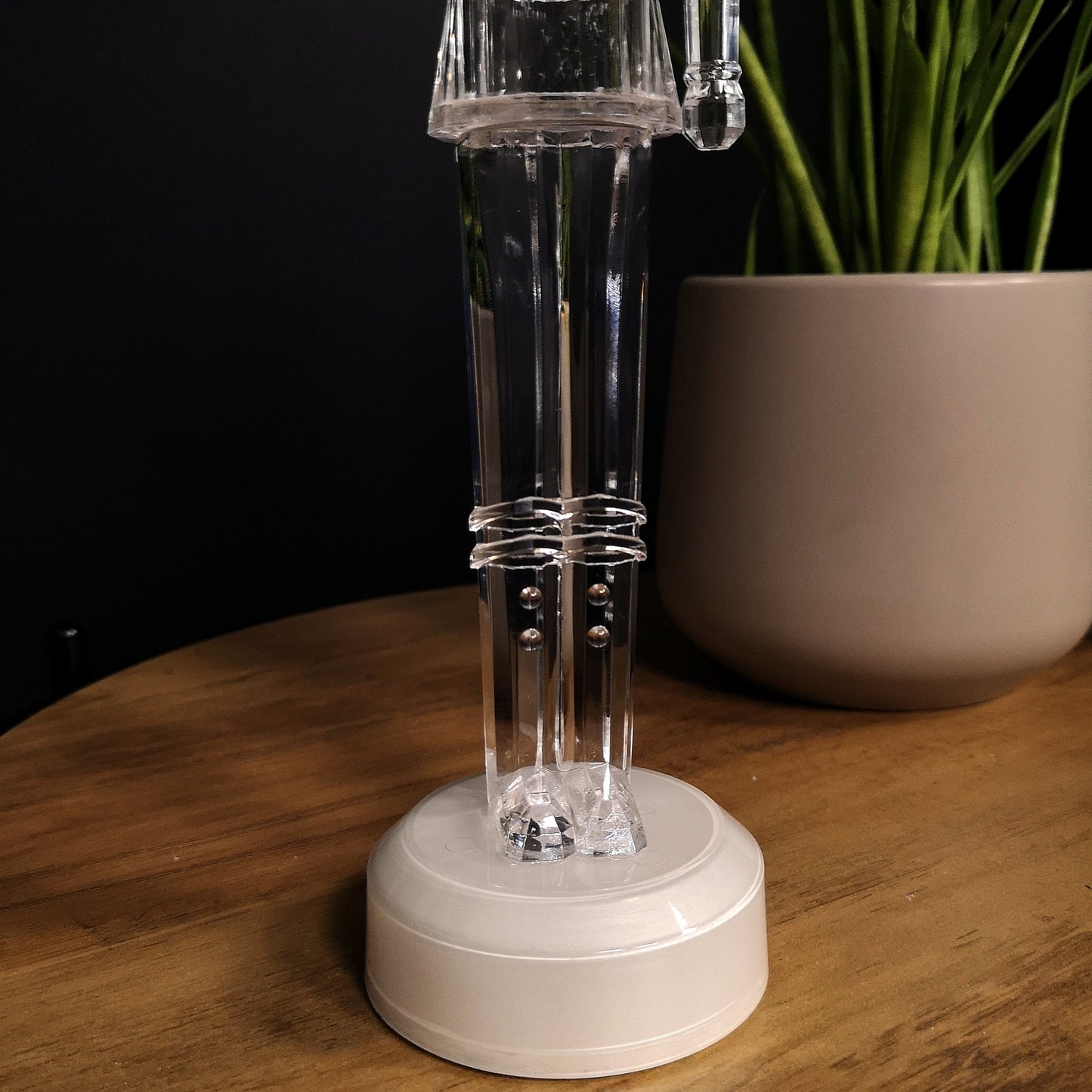 30cm Clear Acrylic Light up Christmas Nutcracker Decoration with Colour Changing LEDs