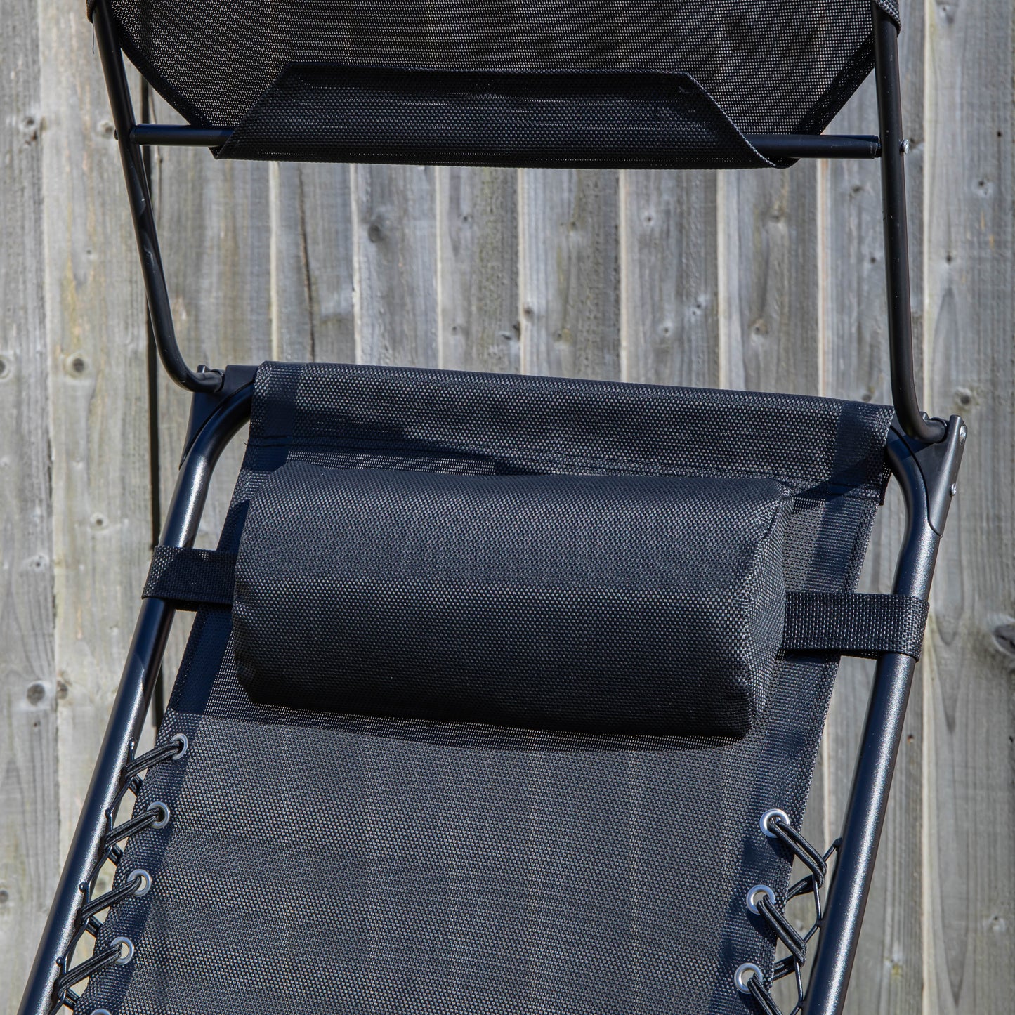 Multi Position Garden Gravity Relaxer Chair Sun Lounger with Sun Canopy in Black