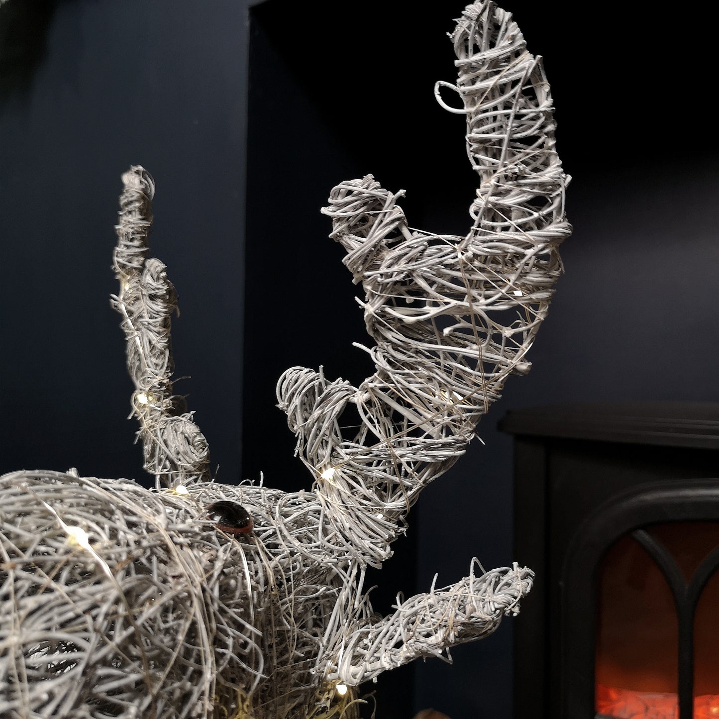 66cm Battery Operated Rattan Woven Cupid Reindeer with Warm White LEDs