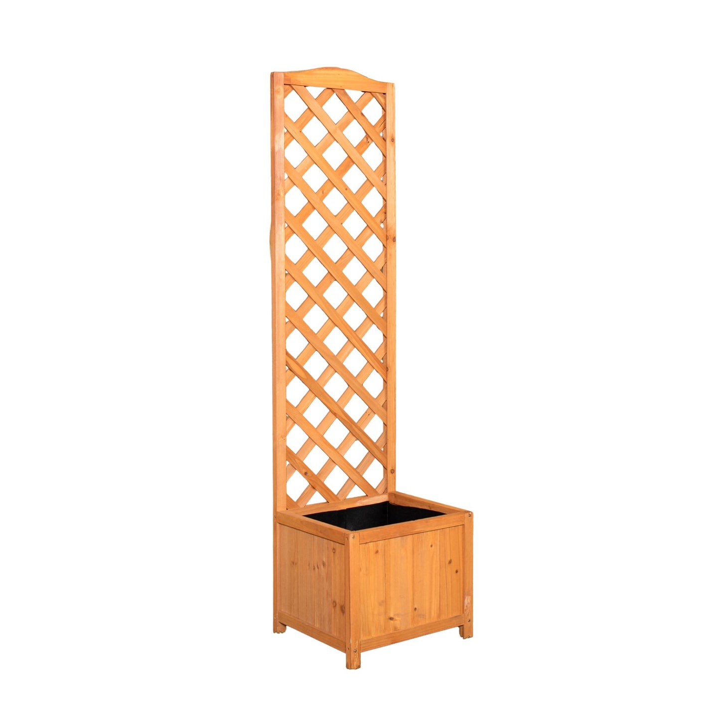 1.6m Samuel Alexander Natural Wooden Freestanding Garden Trellis with Raised Bed Planter