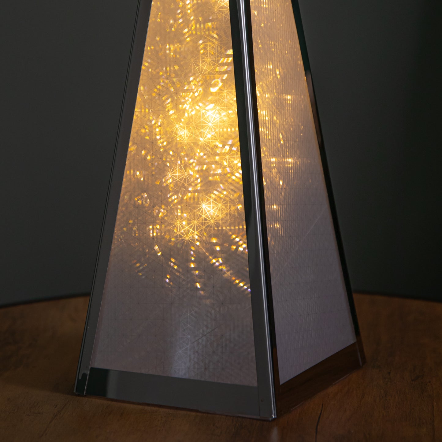 45cm Light up Holographic Christmas Pyramid Decoration with Warm White LEDs