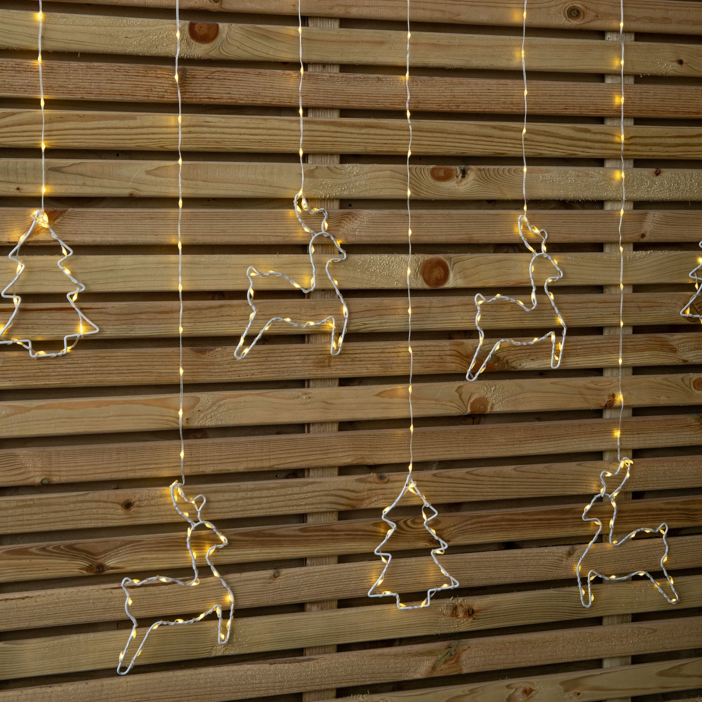 1.2m Light up Festive Curtain Christmas Lights with Warm White LEDs