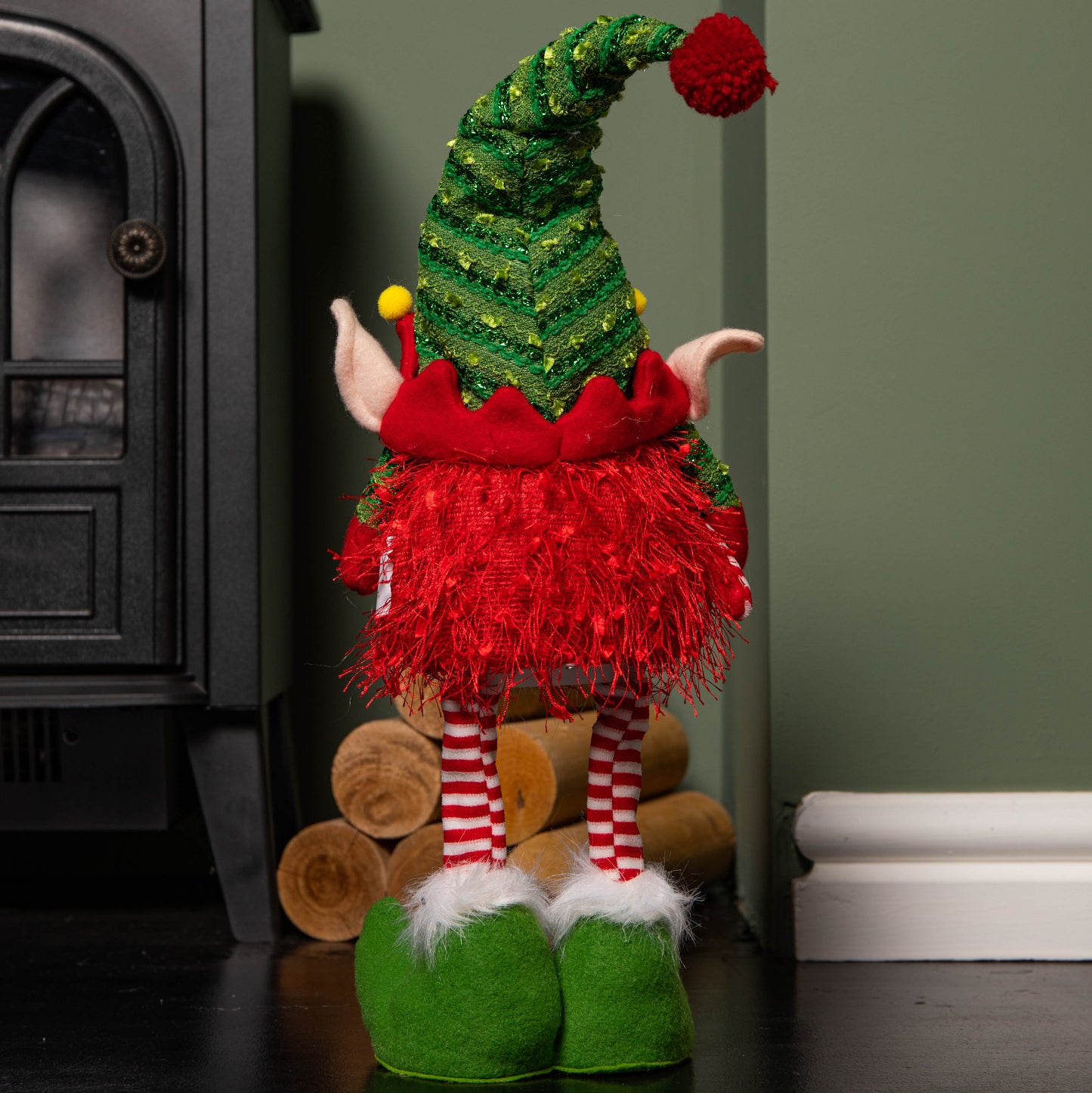 46cm Battery Operated Light up Standing Christmas Elf Gonk with Warm White LEDs