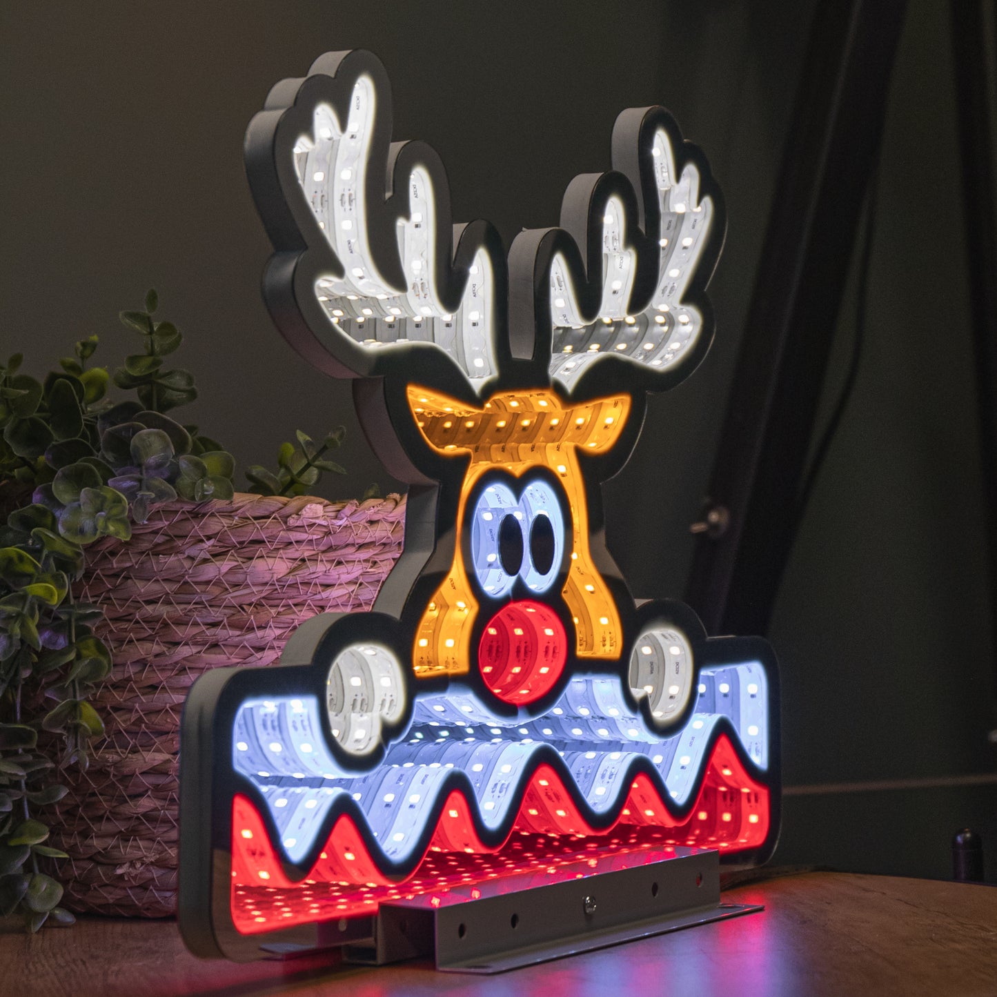 40cm Light up Christmas Deer with Snow Infinity Decoration & LEDs