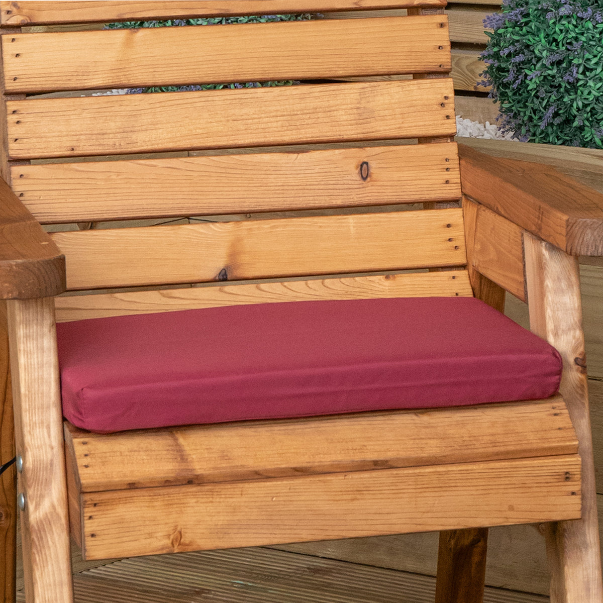 Charles Taylor Single Seater Wooden Chair Base Cushion In Burgundy