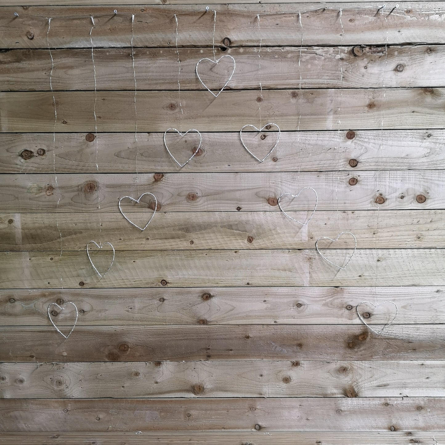 1.2m Premier Christmas Static Heart LED Silver Pin Wire V Curtain Lights in Rainbow