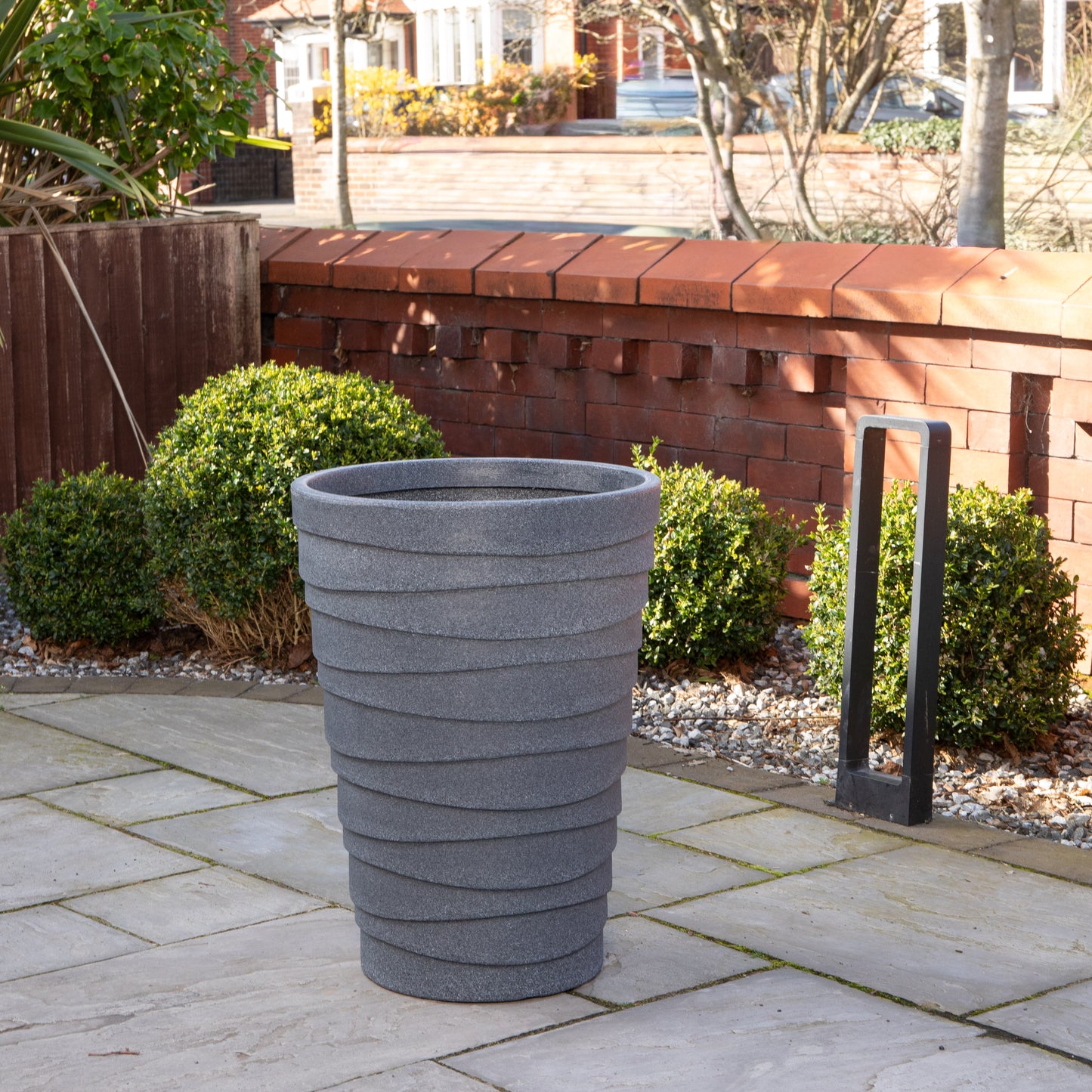 66cm Tall Round Trojan Garden Plant Pot Planter in Grey