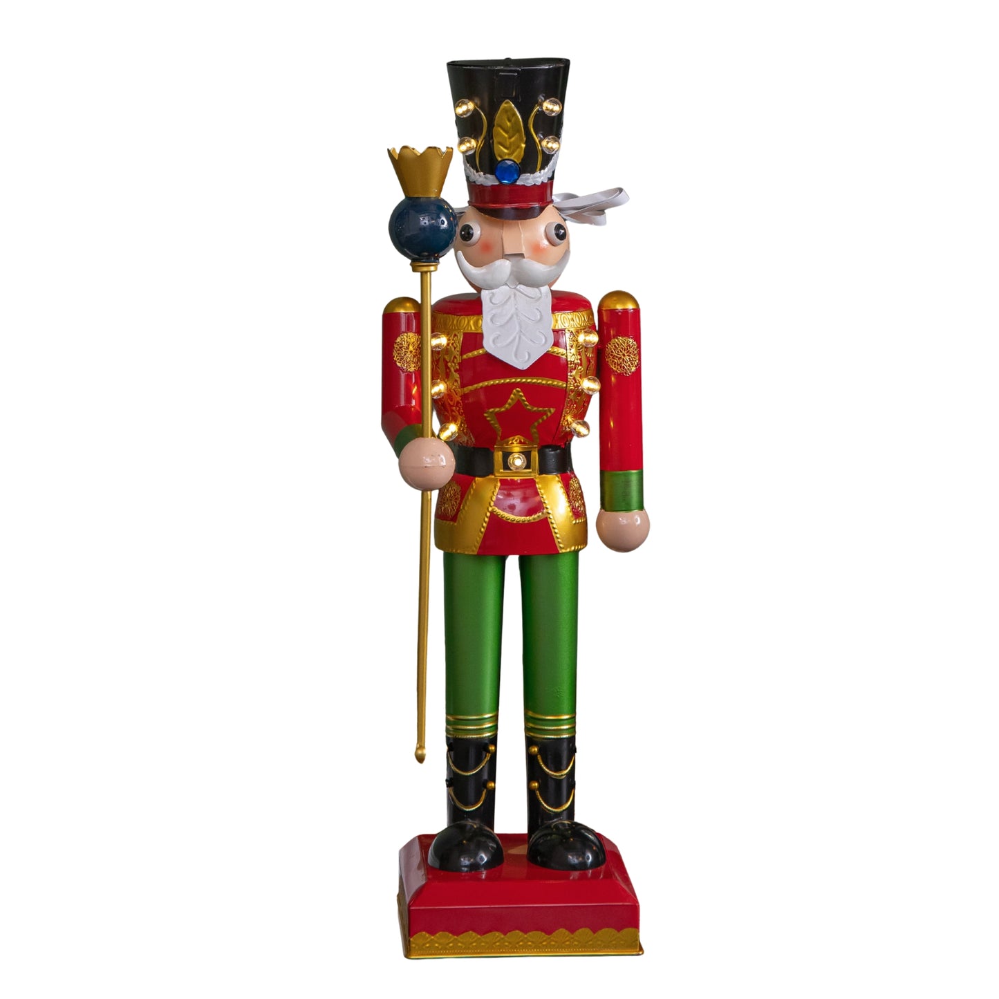 80cm Light Up Nutcracker Soldier LED Christmas Wooden Ornament Home Decoration