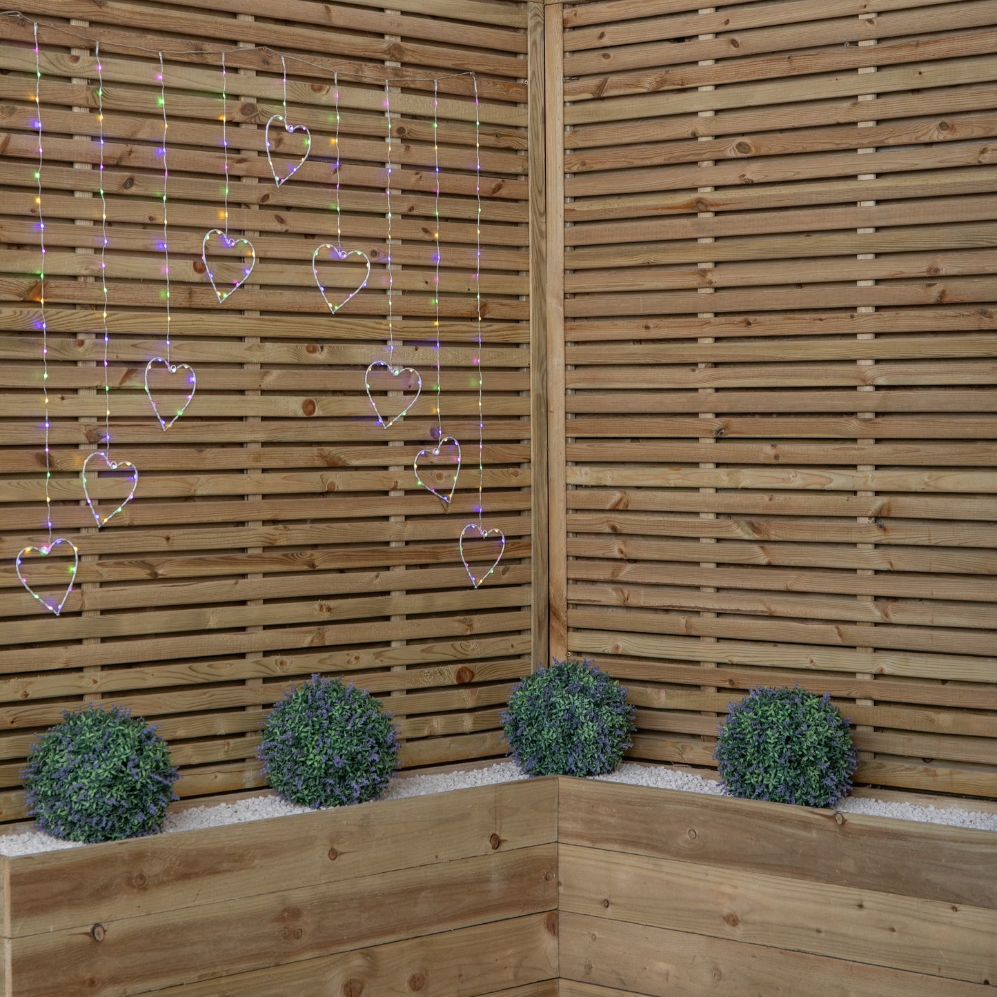 1.2 x 1.2m Light up Christmas Heart Curtain Lights with 229 Multi-Coloured LEDs