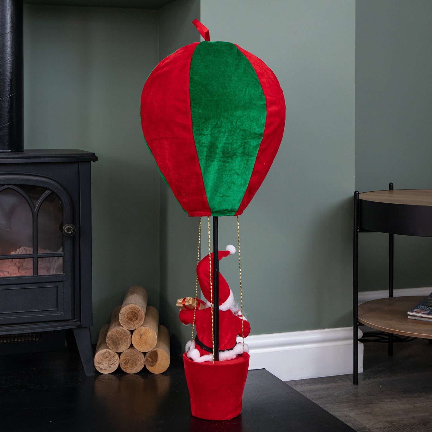 80cm Red and Green Santa's Hot Air Balloon Hanging Christmas Decoration