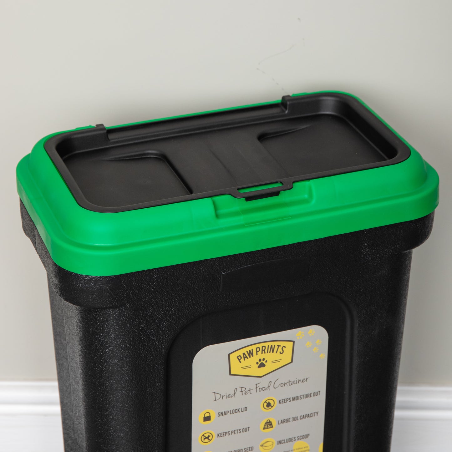 3 x 30 Litre Plastic Dried Pet Food Storage Container Tubs with Food Scoop