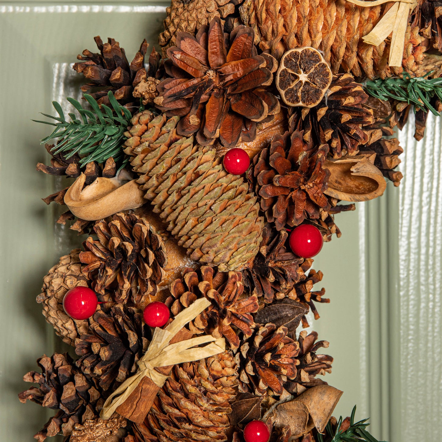 50cm Winter Spice Hanging Christmas Wreath with Pine Cones Red Berries & Dried Fruit