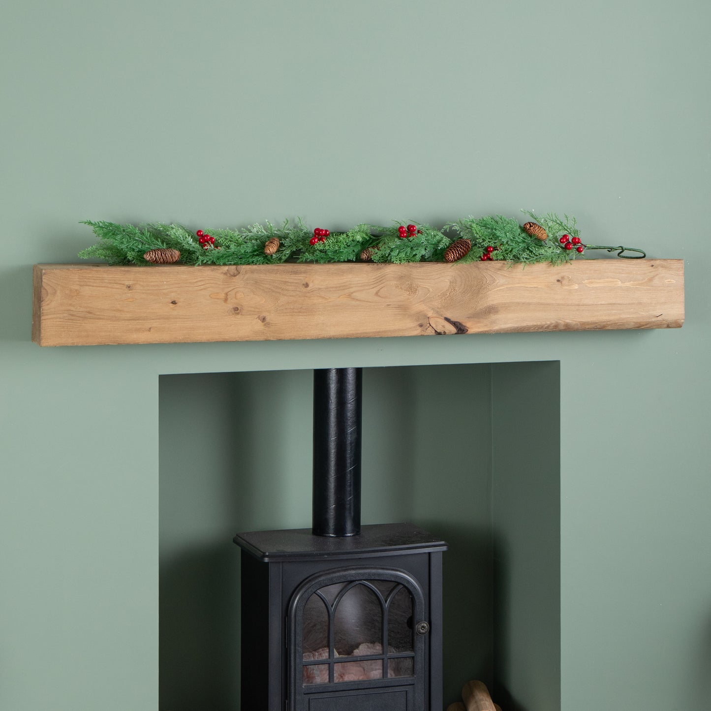 1.50m Pine and Red Berry Christmas Garland with Pinecones