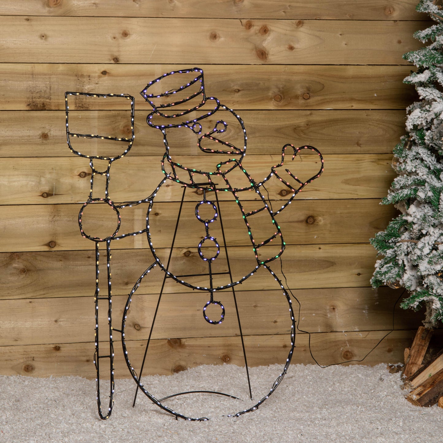 1m x 78cm Light up Standing Christmas Snowman with 390 Multi-Coloured LEDs