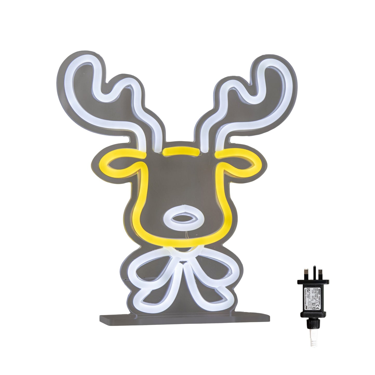 25cm Light up Christmas Reindeer Face Table Top Neon Sign