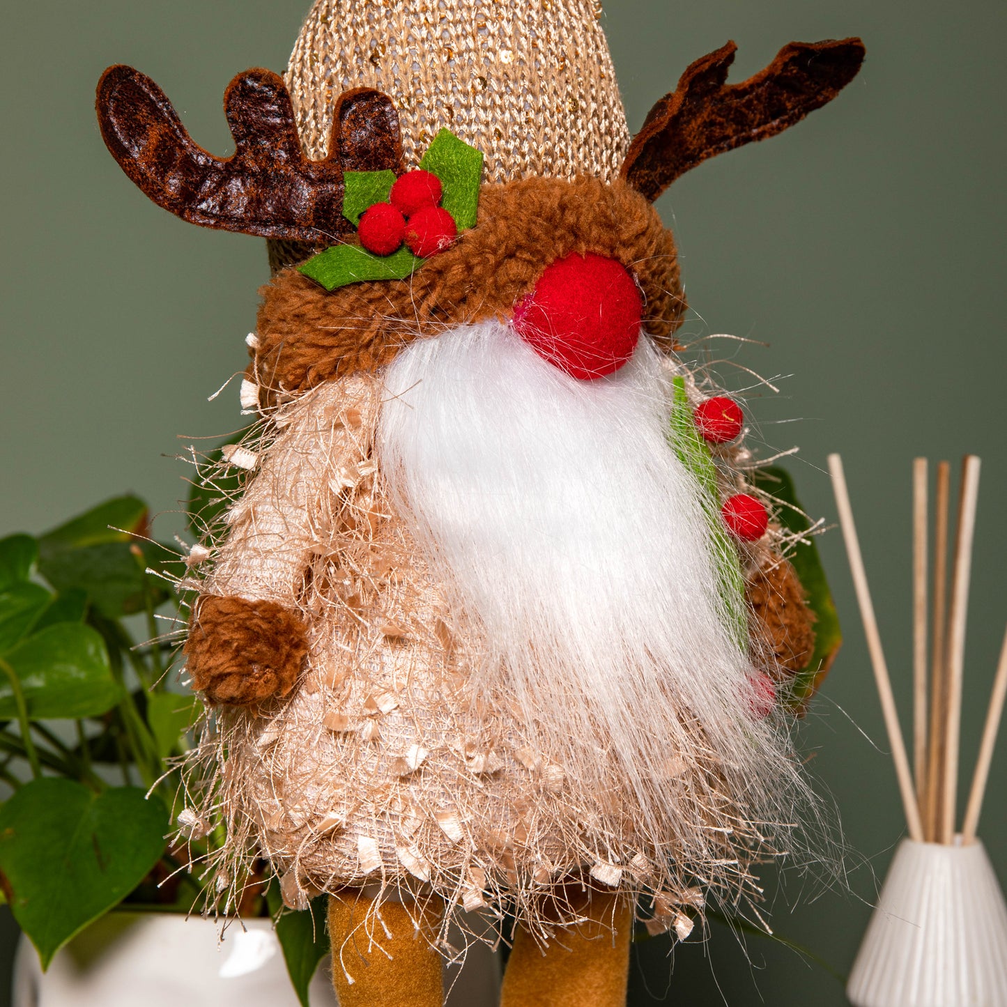 46cm Battery Operated Light up Standing Christmas Reindeer Gonk with Warm White LEDs