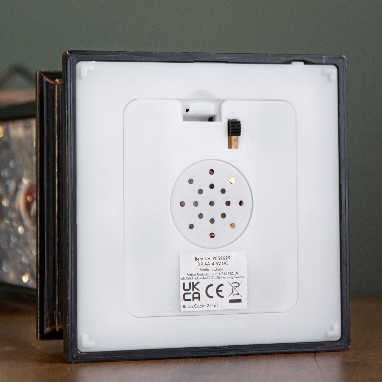 27cm Battery Operated Light up Bronze Christmas Water Spinner with Santa Scene & LEDs