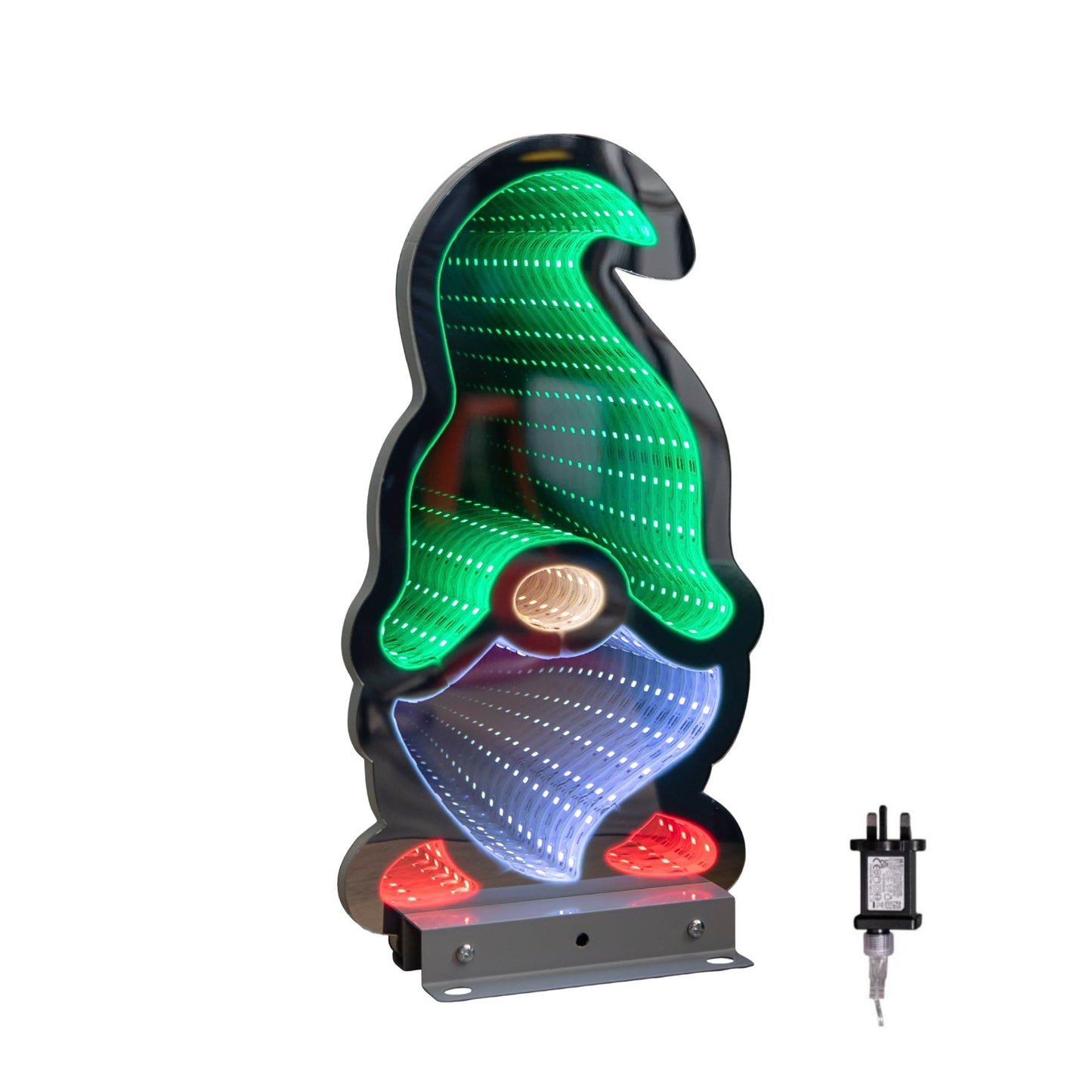 Factory Seconds: 30cm Infinity Light up Christmas Gonk Decoration with Green & White LEDs on Metal Base