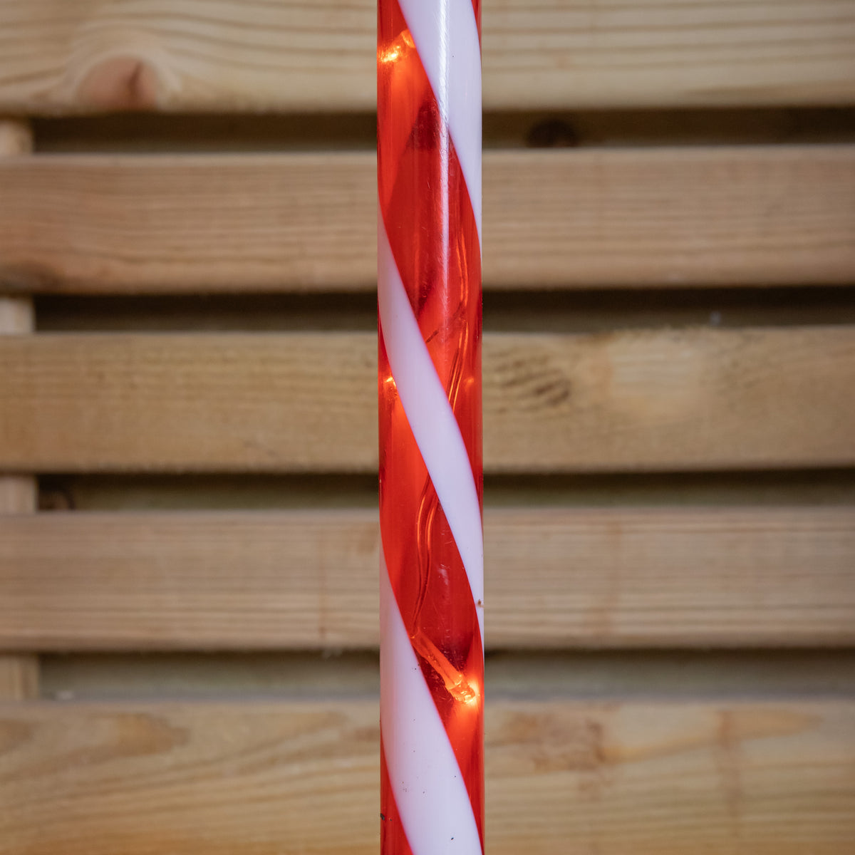 Set of 4 Large Light up Red & White Stripe Christmas Candy Cane Garden Stakes with LEDs