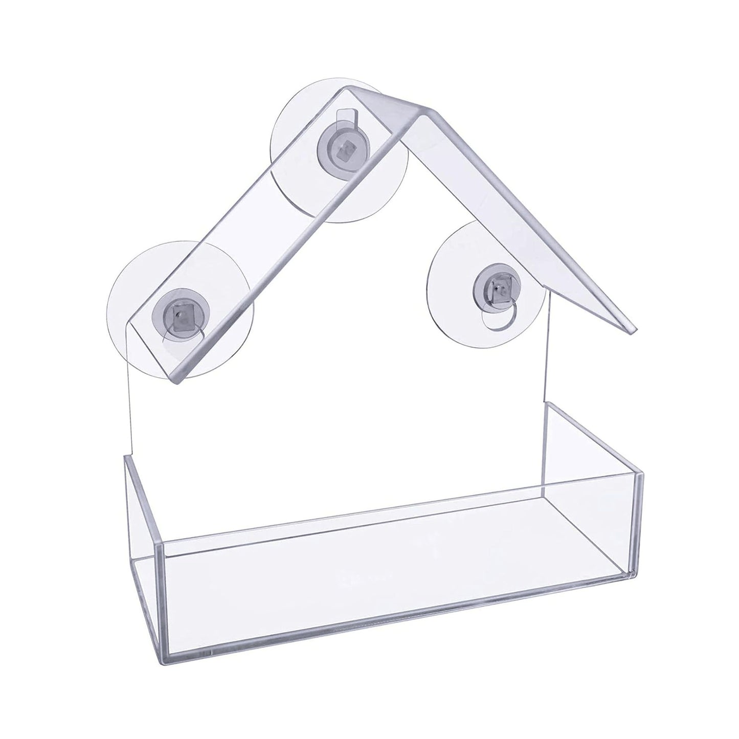 15cm Clear Plastic Glass Window Garden Wild Bird Seed Nut Feeder with Suction Cups