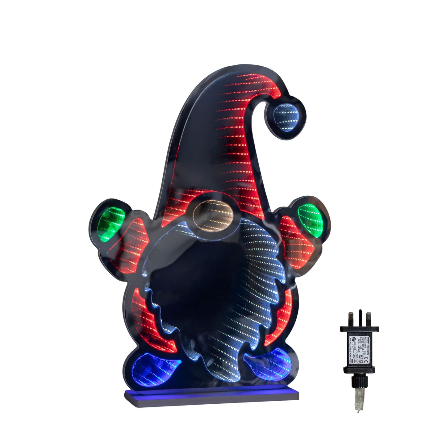 60cm Light up Christmas Gnome Infinity Light Decoration with Multi-Coloured LEDs