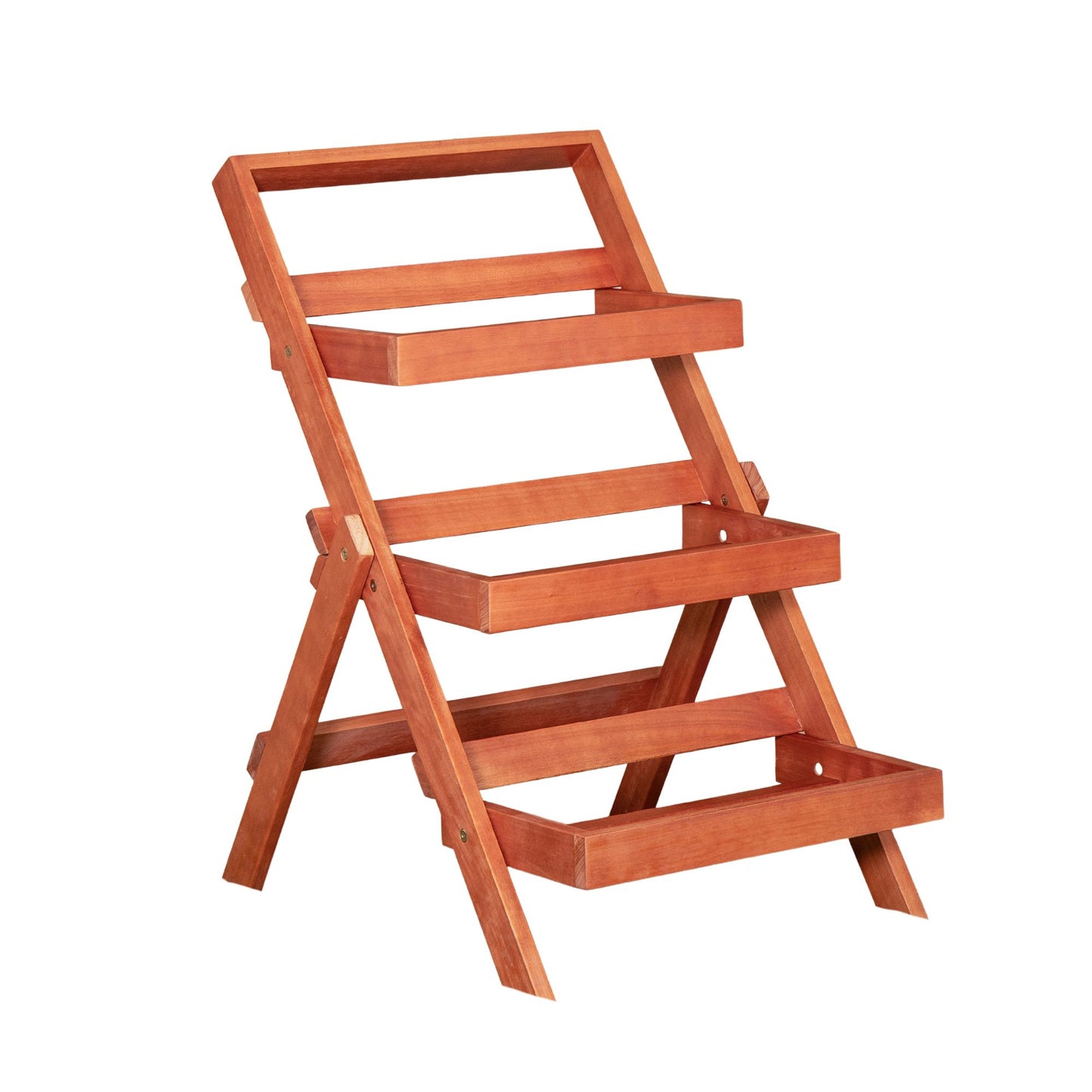 Outdoor 3 Tier Wooden Foldable Plant Display Stand