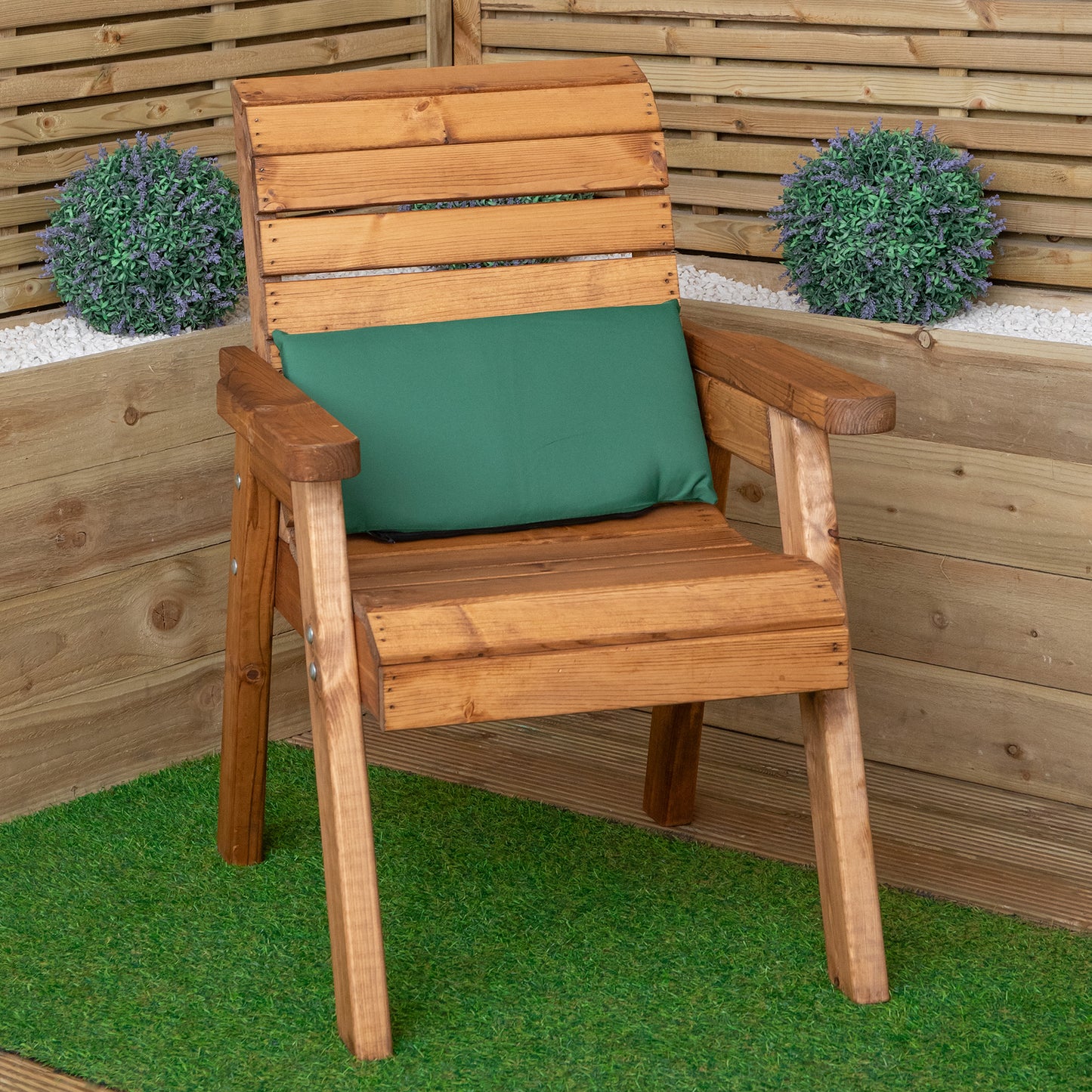 52 x 20cm Back Cushion for Single Wooden Garden Chair in Green