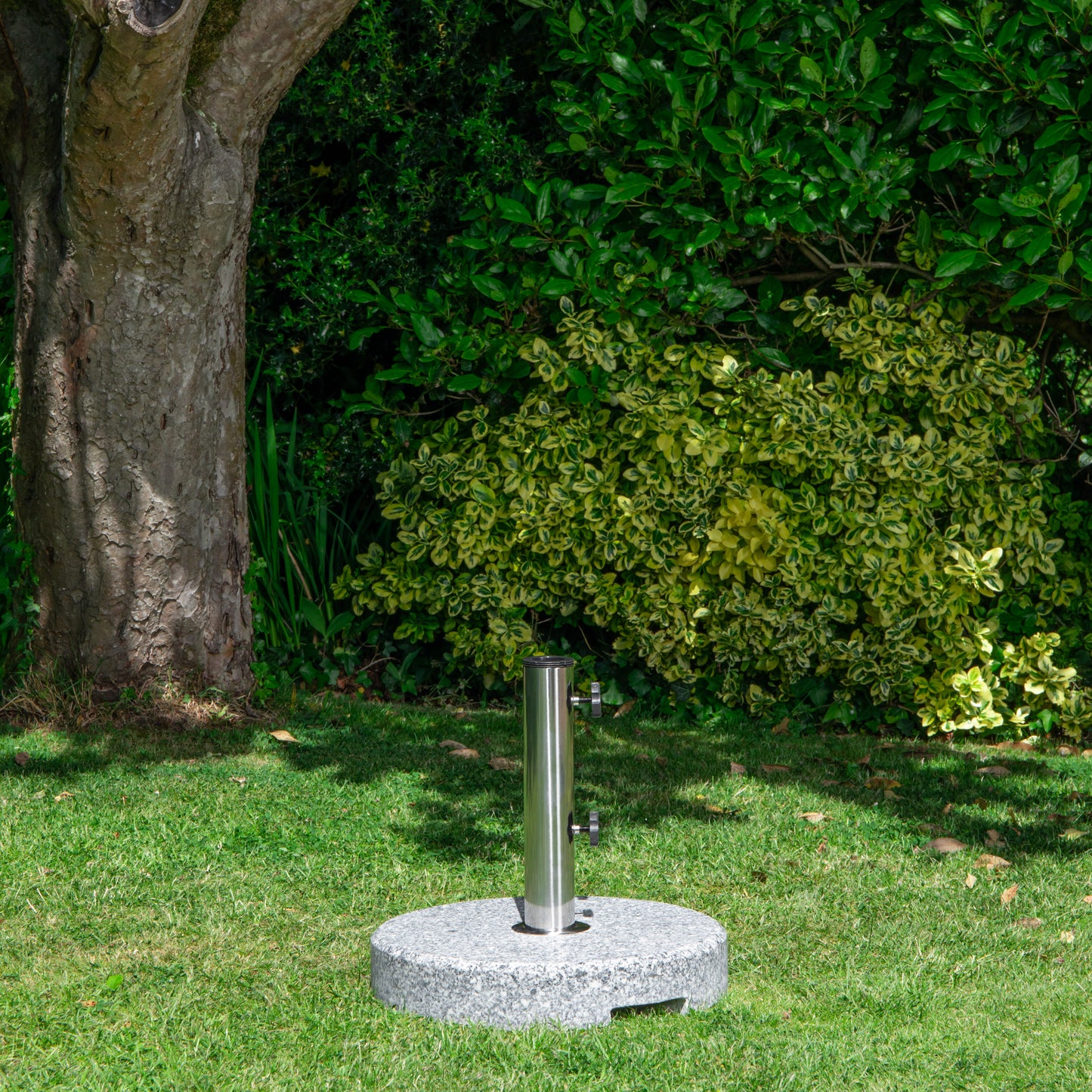 25kg Round Granite Garden Parasol Umbrella Base Weight Stainless Steel Pole