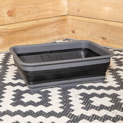 7L Black and Grey Collapsible Camping Dish Wash Basin Tub
