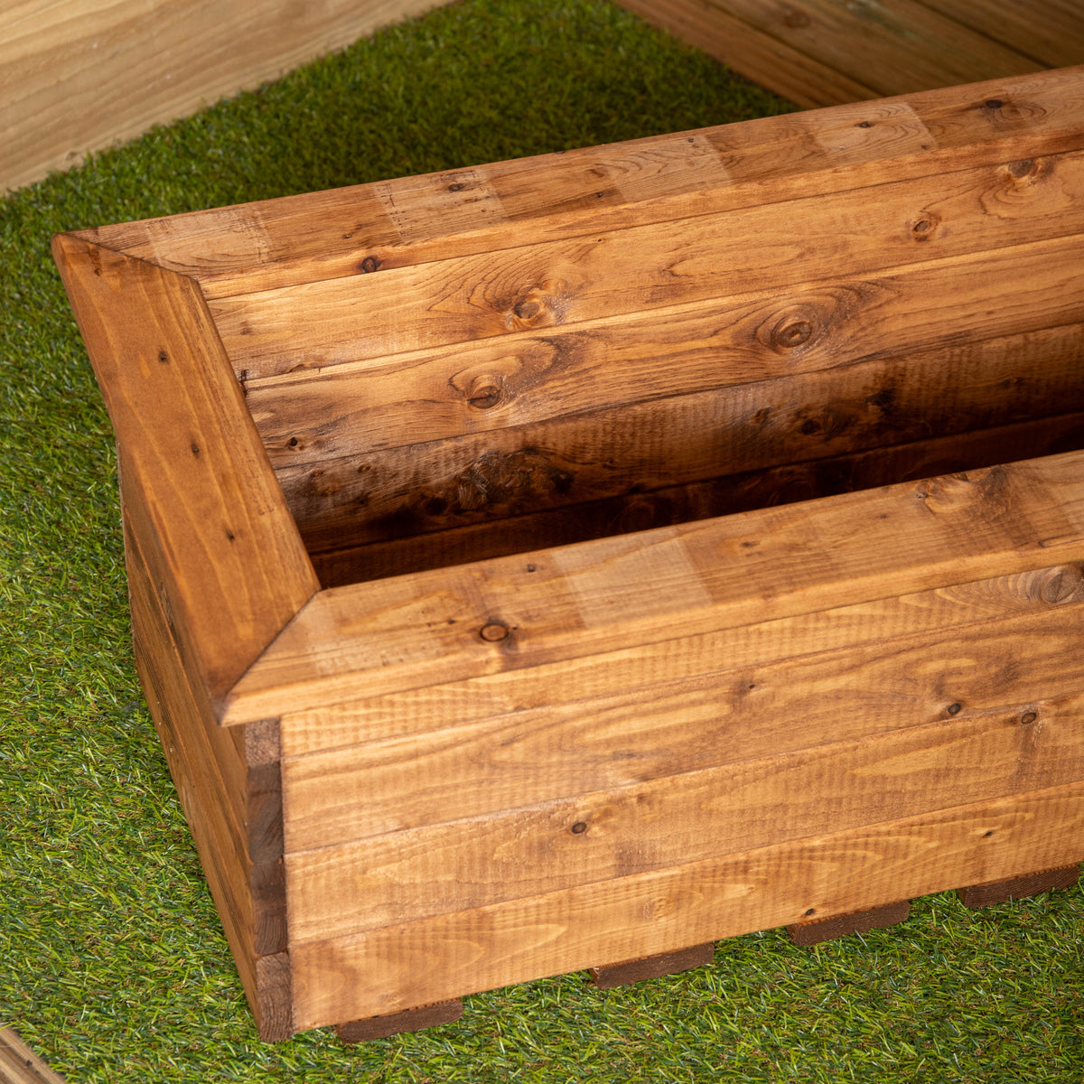 Hand Made 82cm x 40cm Rustic Wooden Medium Garden Trough / Flower Bed Planter