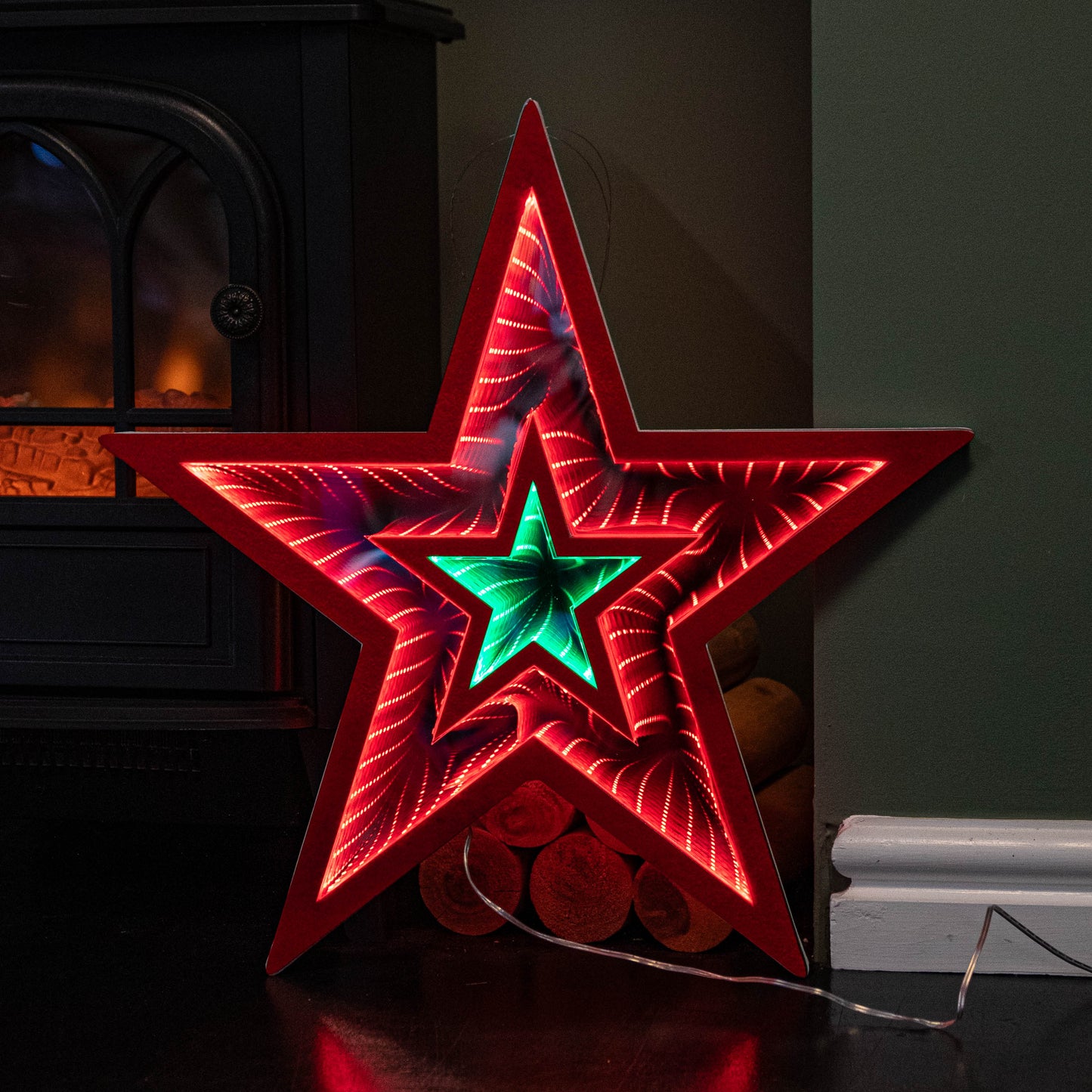 47cm Light up Star Infinity Christmas Decoration with Red and Green LEDs