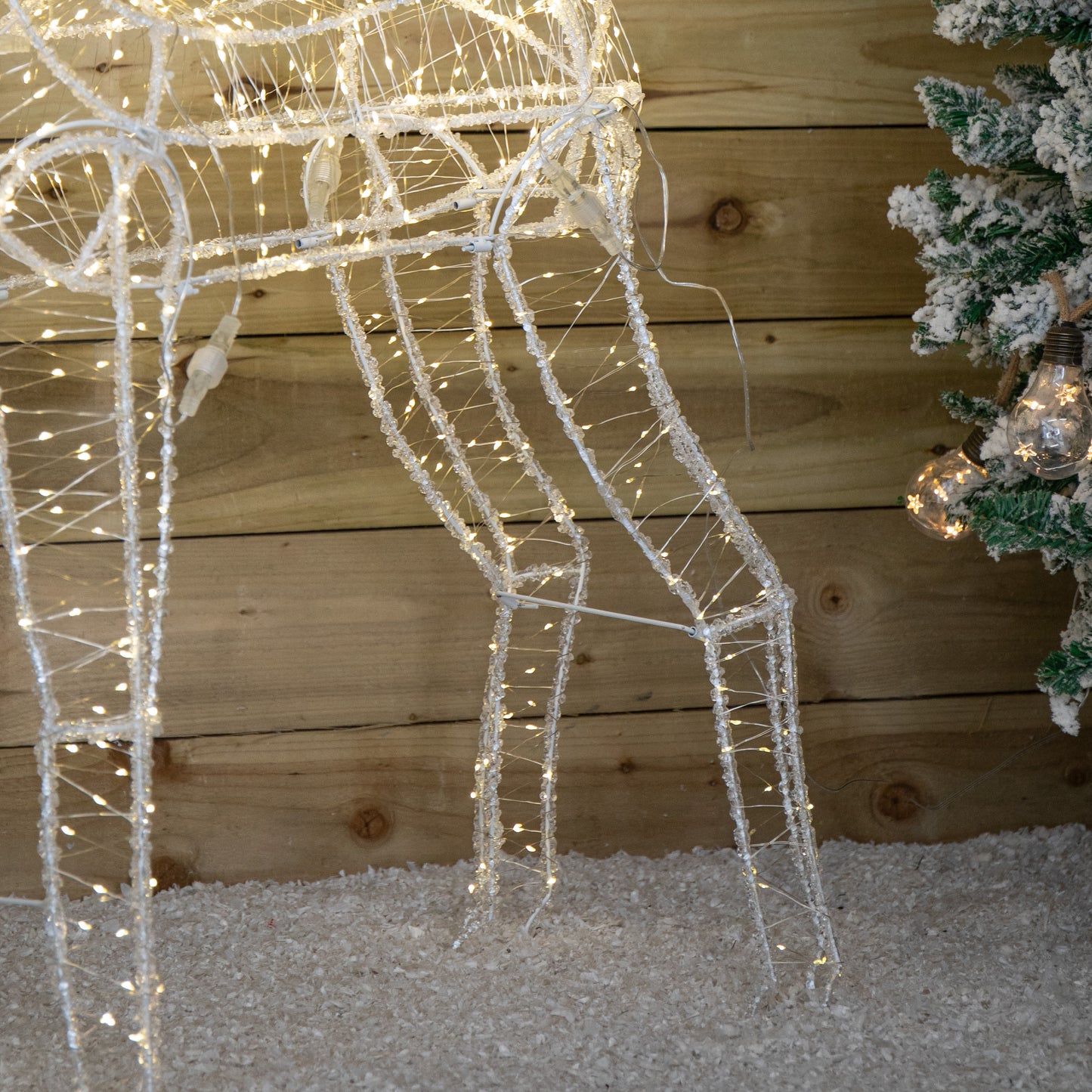 1.24m Light up Acrylic Christmas Deer Decoration with Red Bow and 880 Warm White LEDs