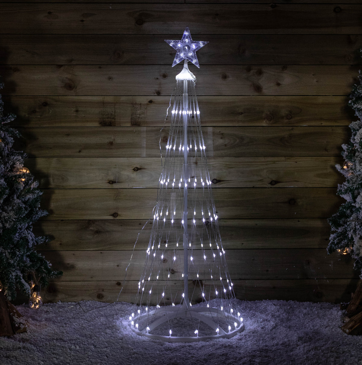 1.35m Light up Christmas Cone Tree with 160 White LEDs and Timer Function