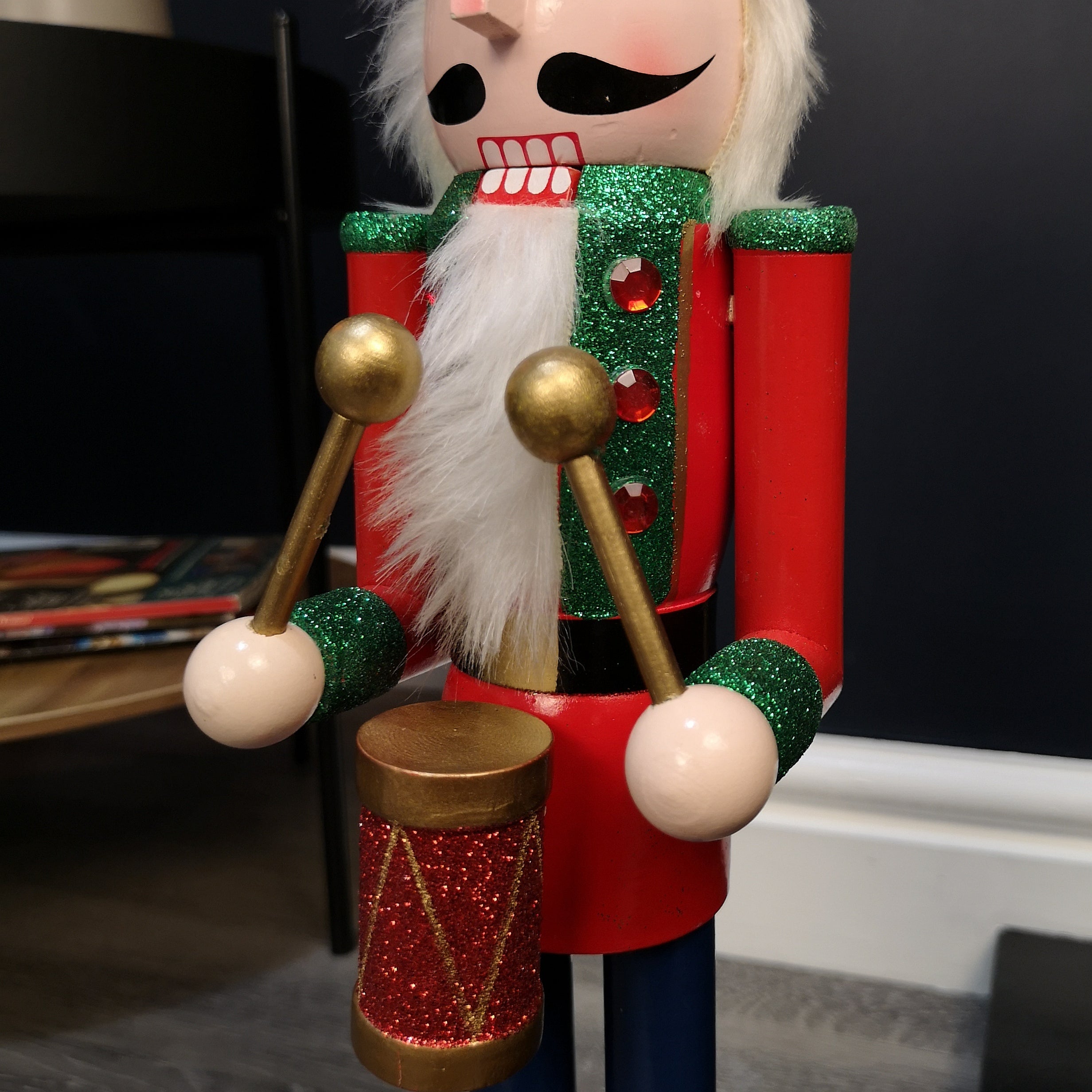 50cm Indoor Traditional Wooden Christmas Nutcracker Decoration in Red & Green