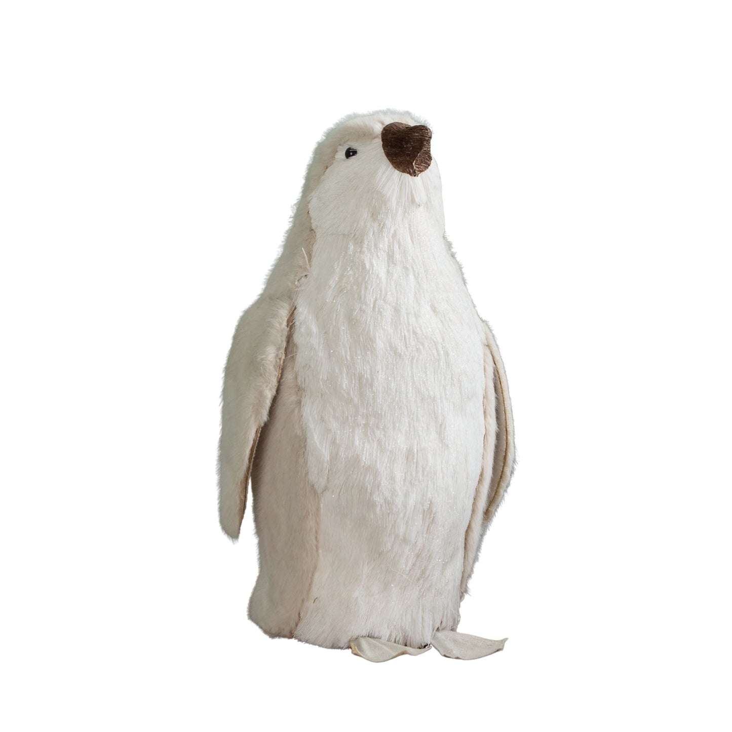 33cm Indoor Standing White Bristle Penguin Christmas Decoration