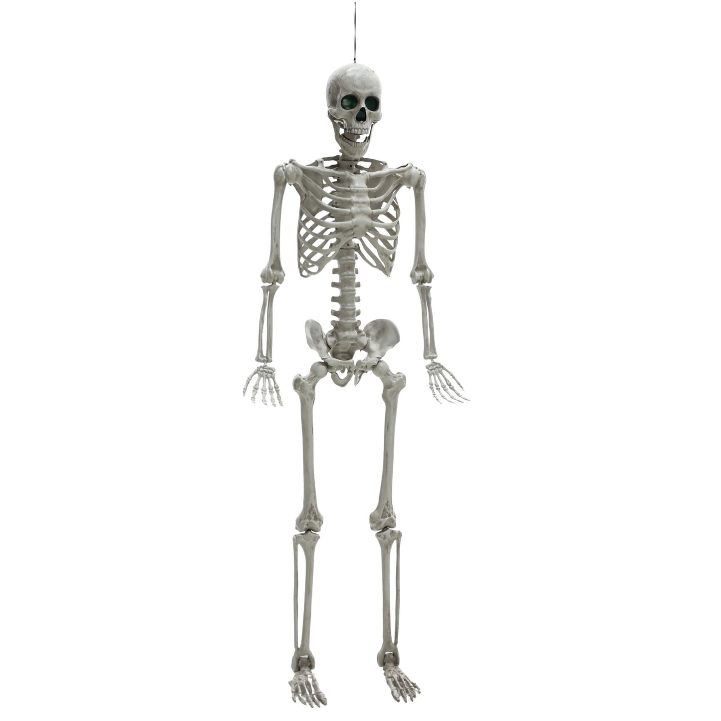5ft (152cm) Battery Powered Light up Halloween Skeleton with Poseable Joints & Green LEDs